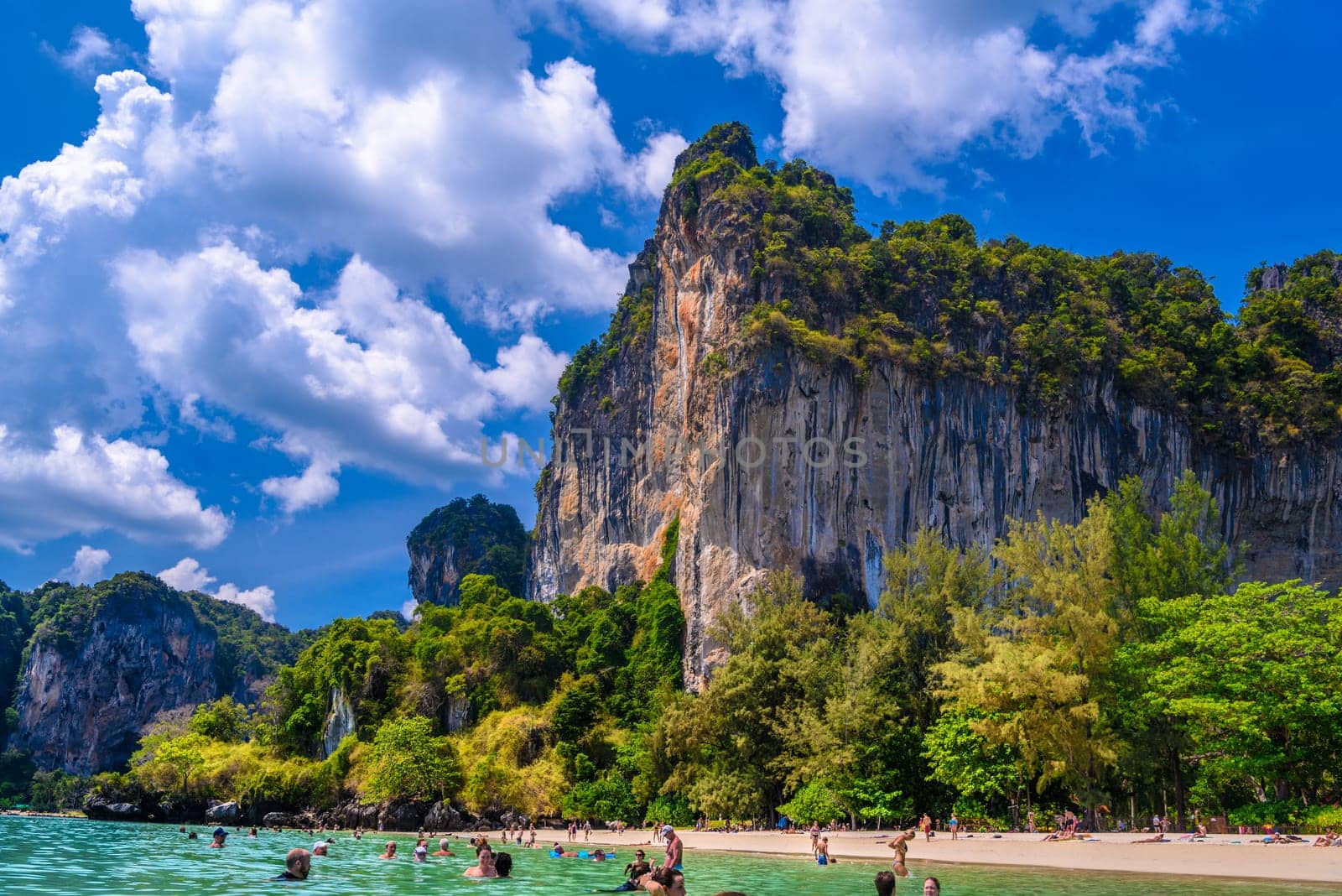 Rocks, water and tropical white sand beach, Railay beach west, Ao Nang, Krabi, Thailand by Eagle2308