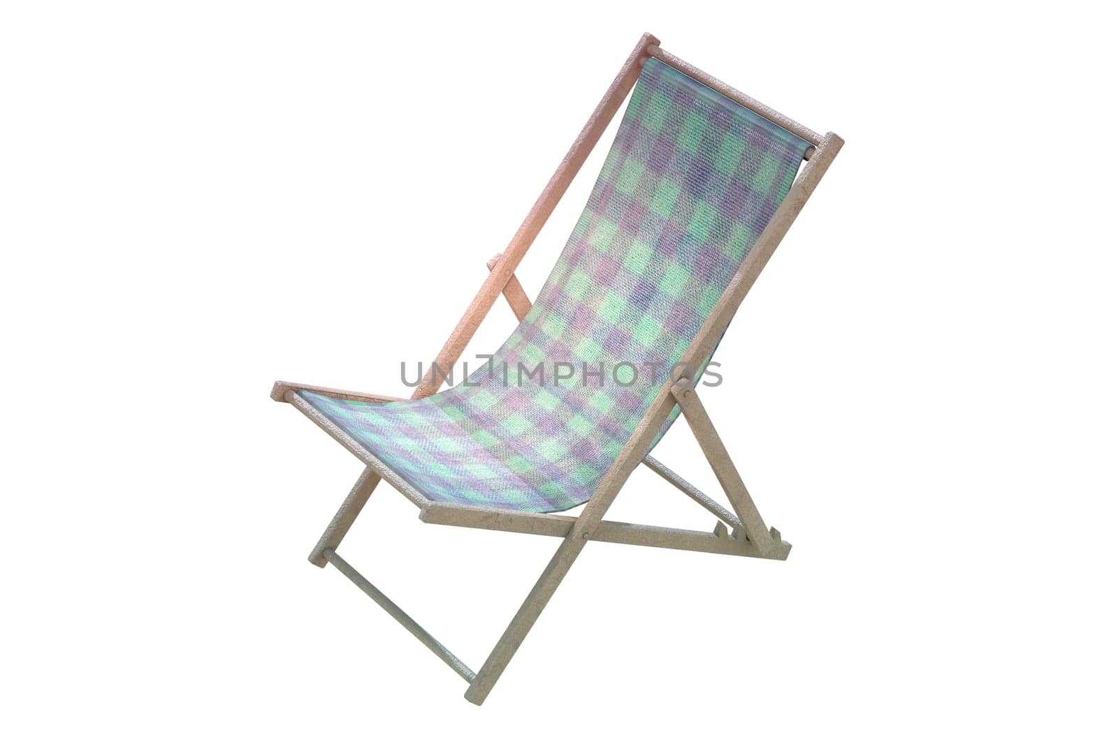 3D Illustration , Deck chair  on white background.  by Hepjam