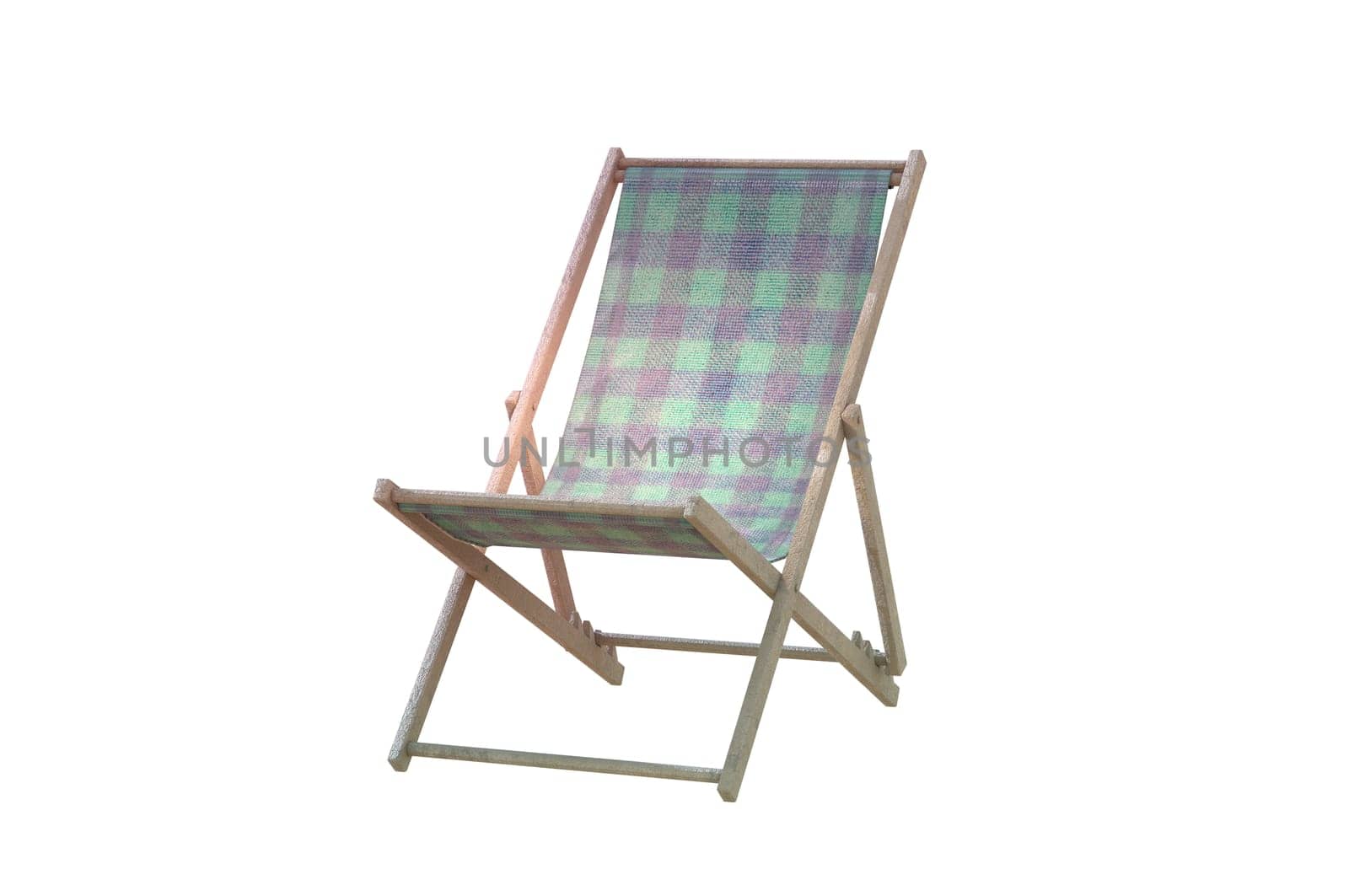 3D Illustration , Deck chair  on white background.  by Hepjam