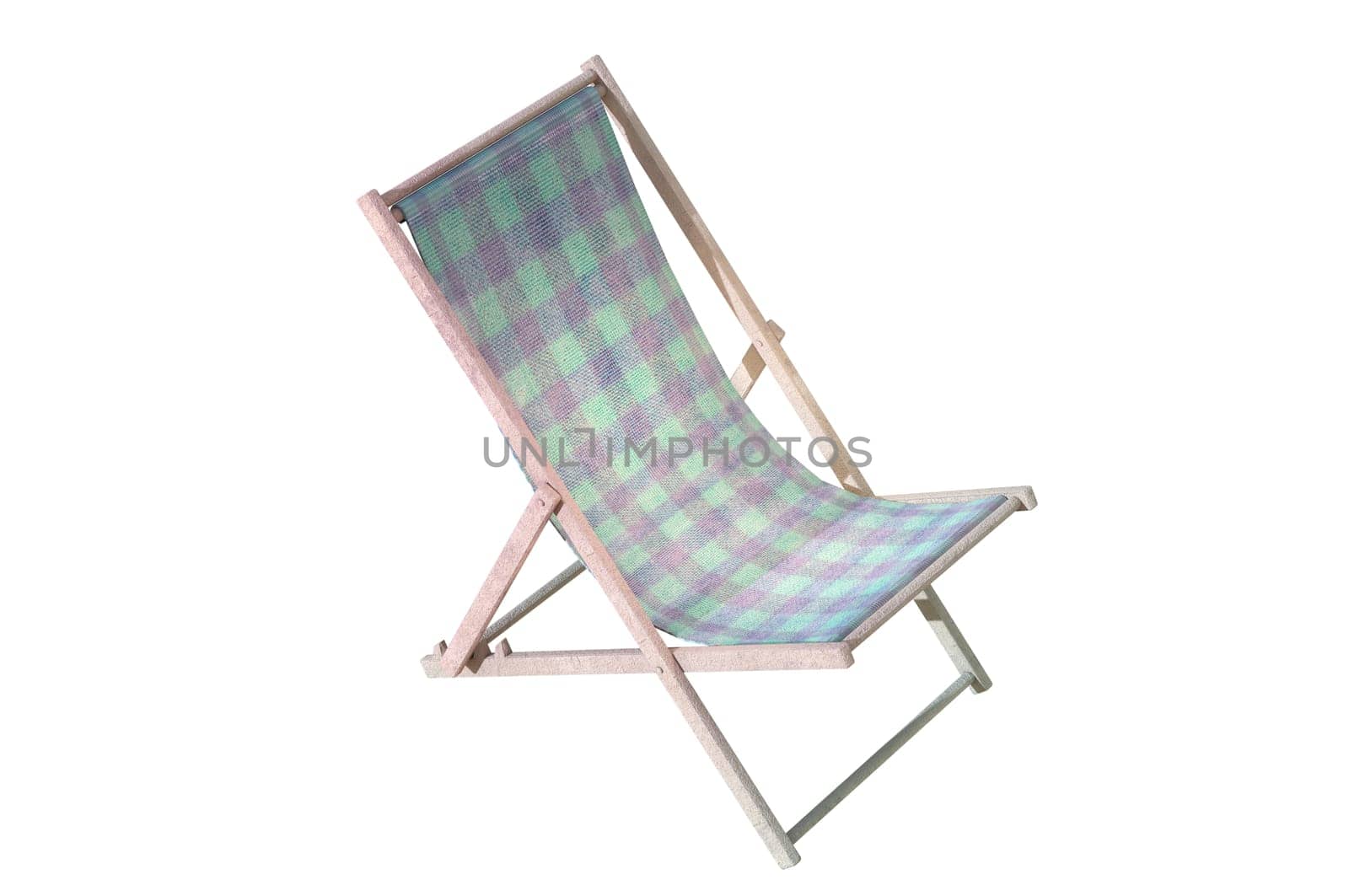 3D Illustration , Deck chair  on white background. 