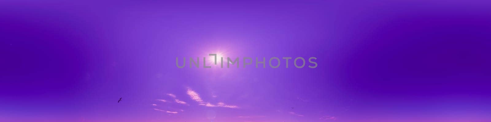 Blue sky panorama with Cirrus clouds in Seamless spherical equirectangular format. Full zenith for use in 3D graphics, game and editing aerial drone 360 degree panoramas for sky replacement. by Matiunina
