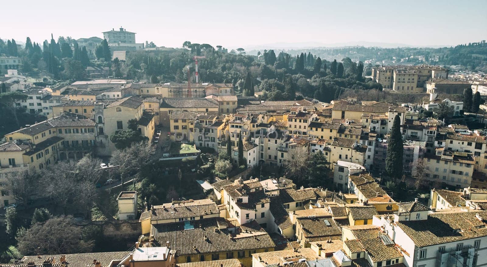 Aerial view of Florence cityscape and old italian style buildings. High quality photo