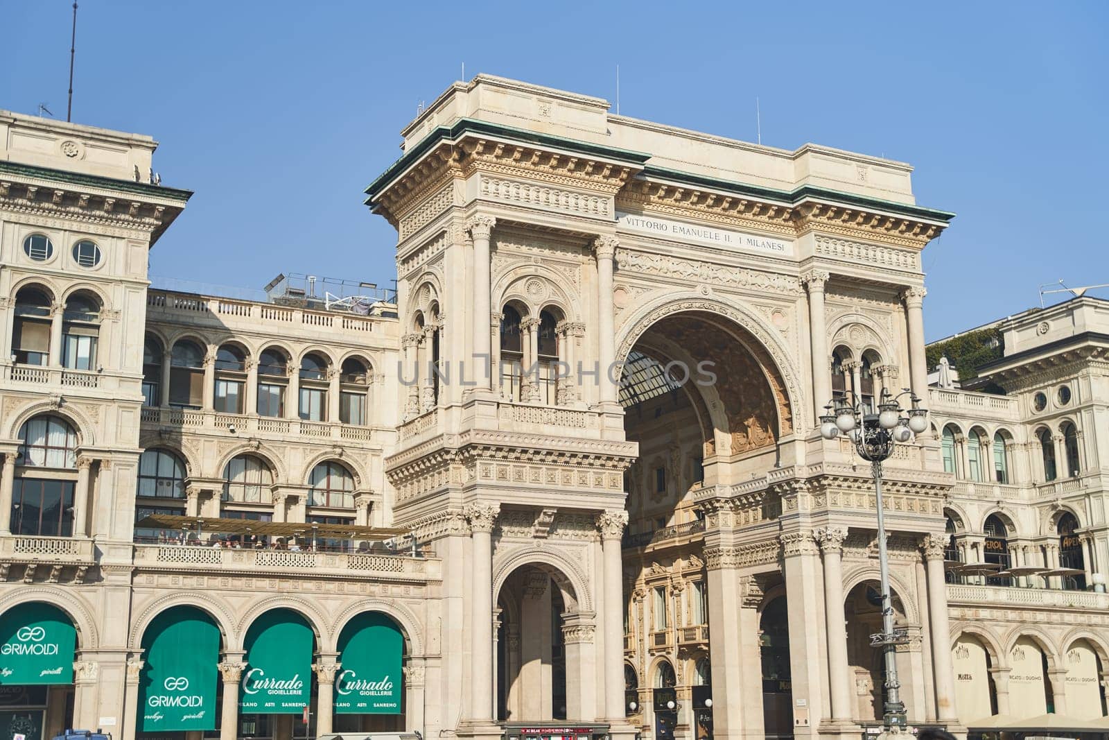 MILAN, ITALY - February 15, 2023: Gallery of Victor Emanuele II in Piazza del Duomo.