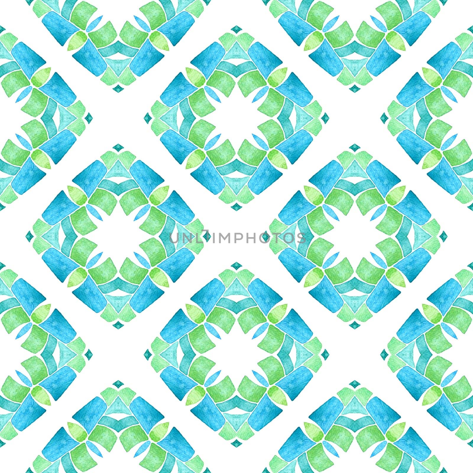 Hand drawn green mosaic seamless border. Green Actual boho chic summer design. Textile ready stunning print, swimwear fabric, wallpaper, wrapping. Mosaic seamless pattern.