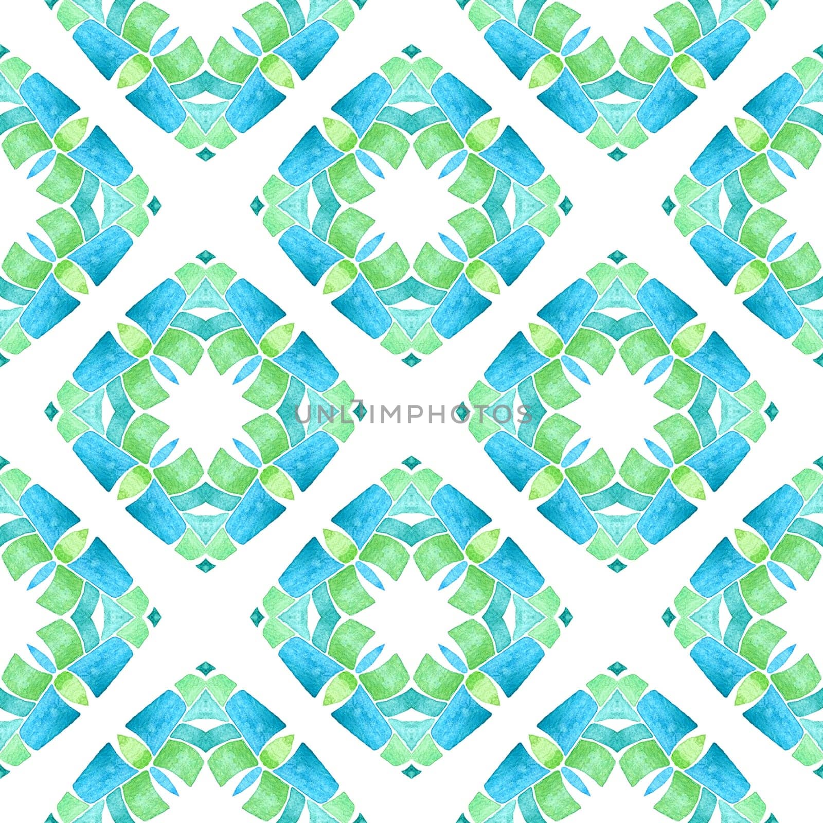 Hand drawn green mosaic seamless border. Green Actual boho chic summer design. Textile ready stunning print, swimwear fabric, wallpaper, wrapping. Mosaic seamless pattern.