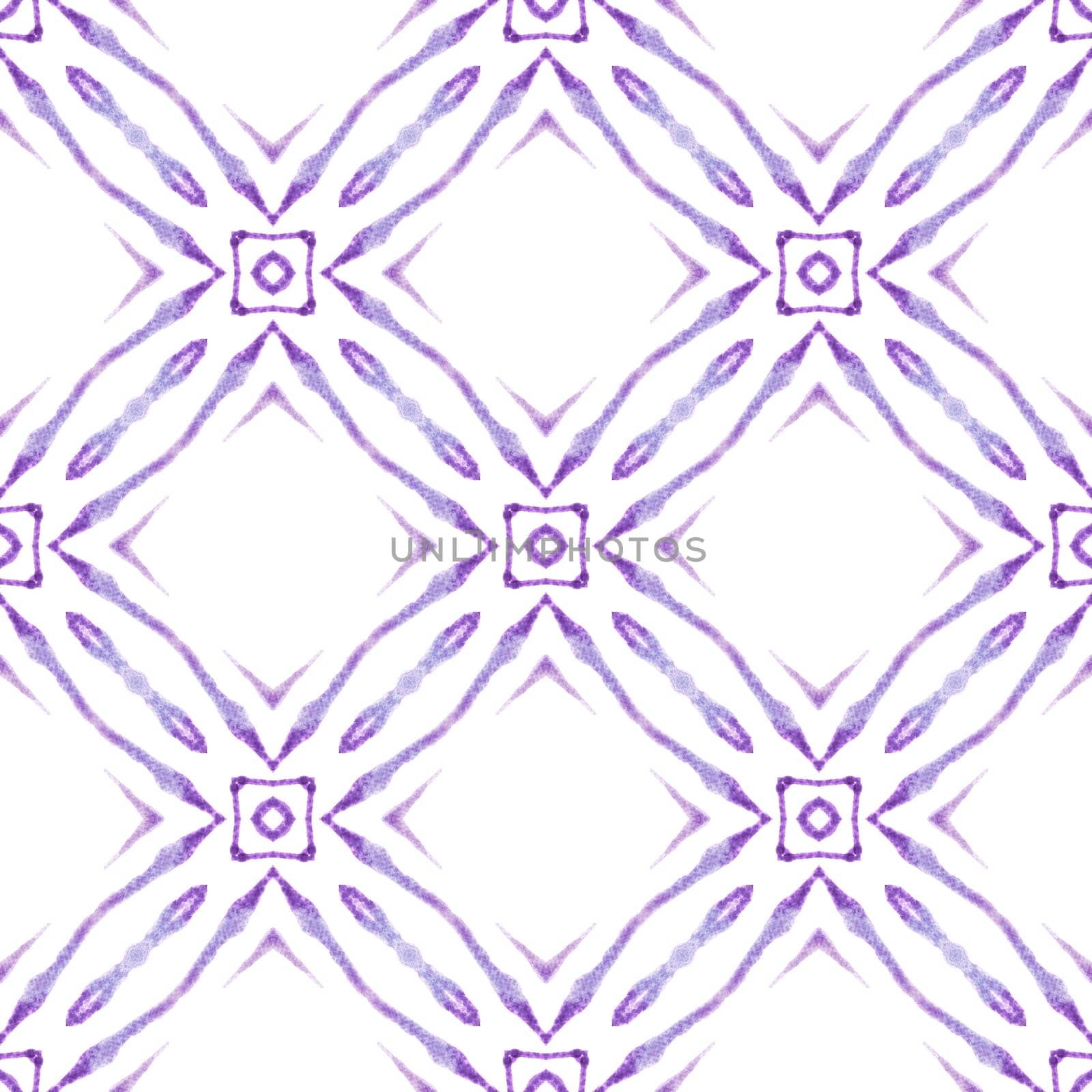 Watercolor medallion seamless border. Purple overwhelming boho chic summer design. Textile ready magnetic print, swimwear fabric, wallpaper, wrapping. Medallion seamless pattern.