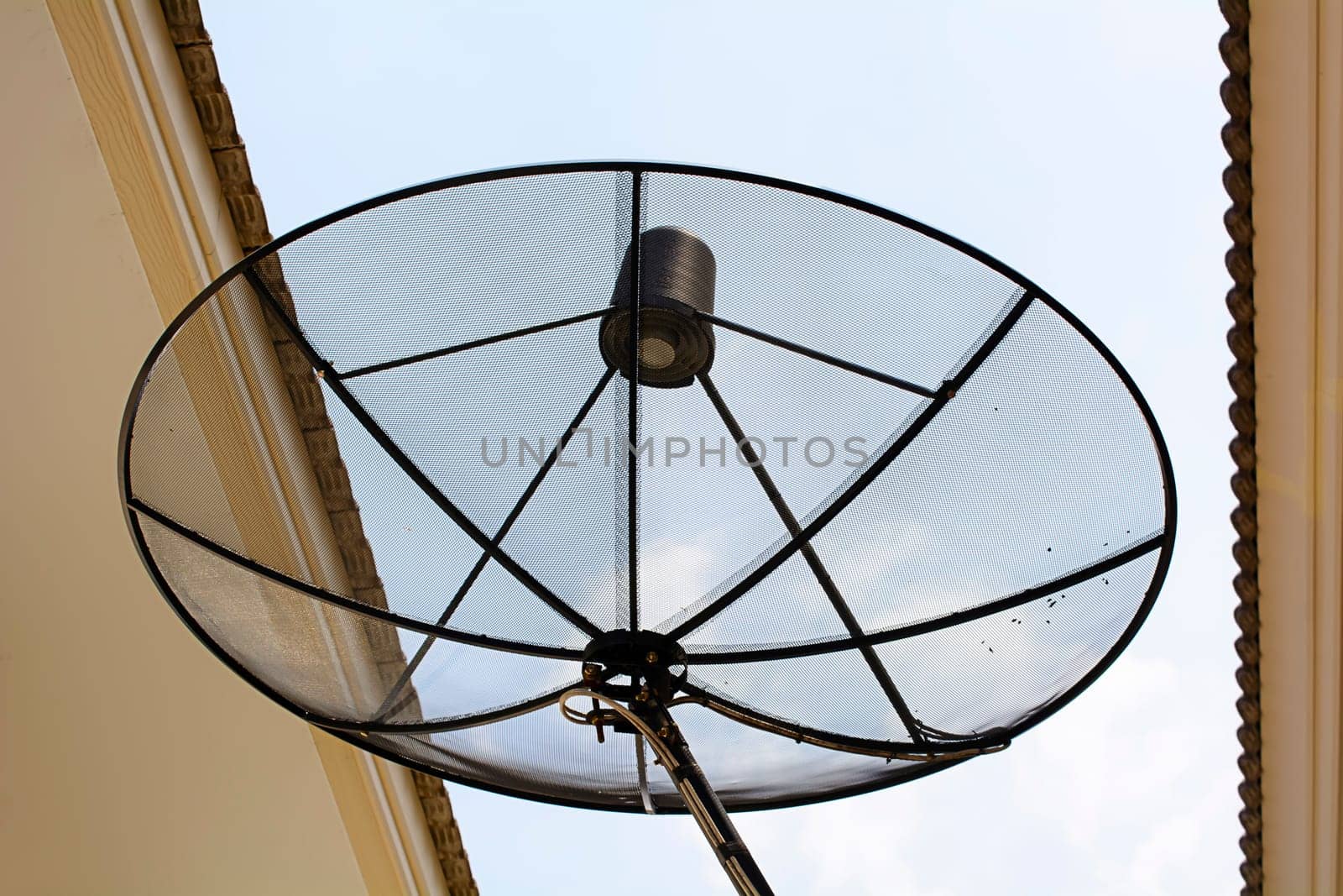 The big satellite dish is black color