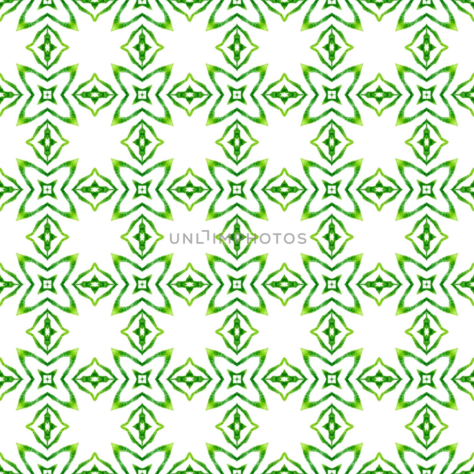 Arabesque hand drawn design. Green stylish boho by beginagain