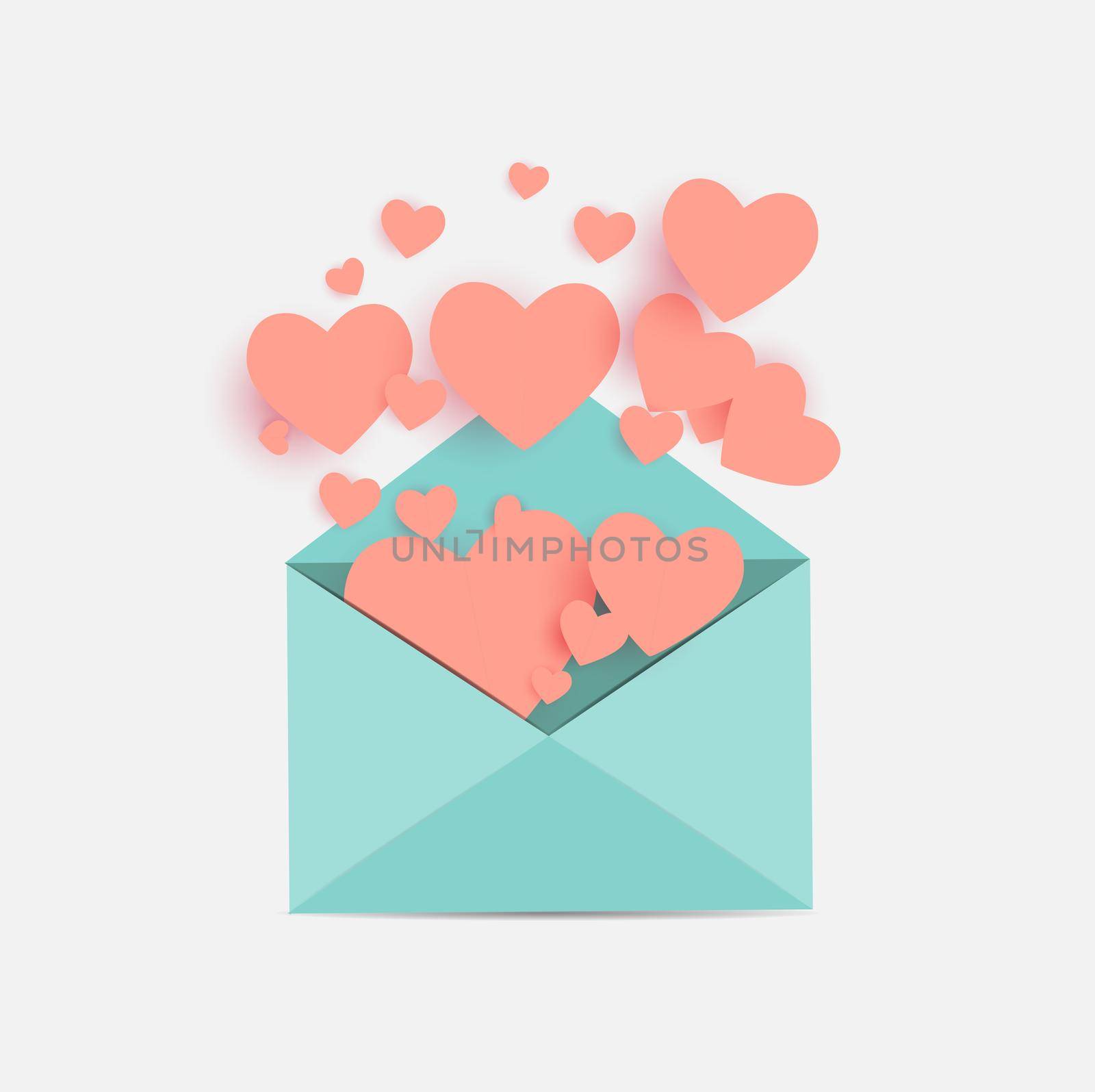 Envelope with Heart Symbol. Love and Feelings Background Design. Vector illustration EPS10