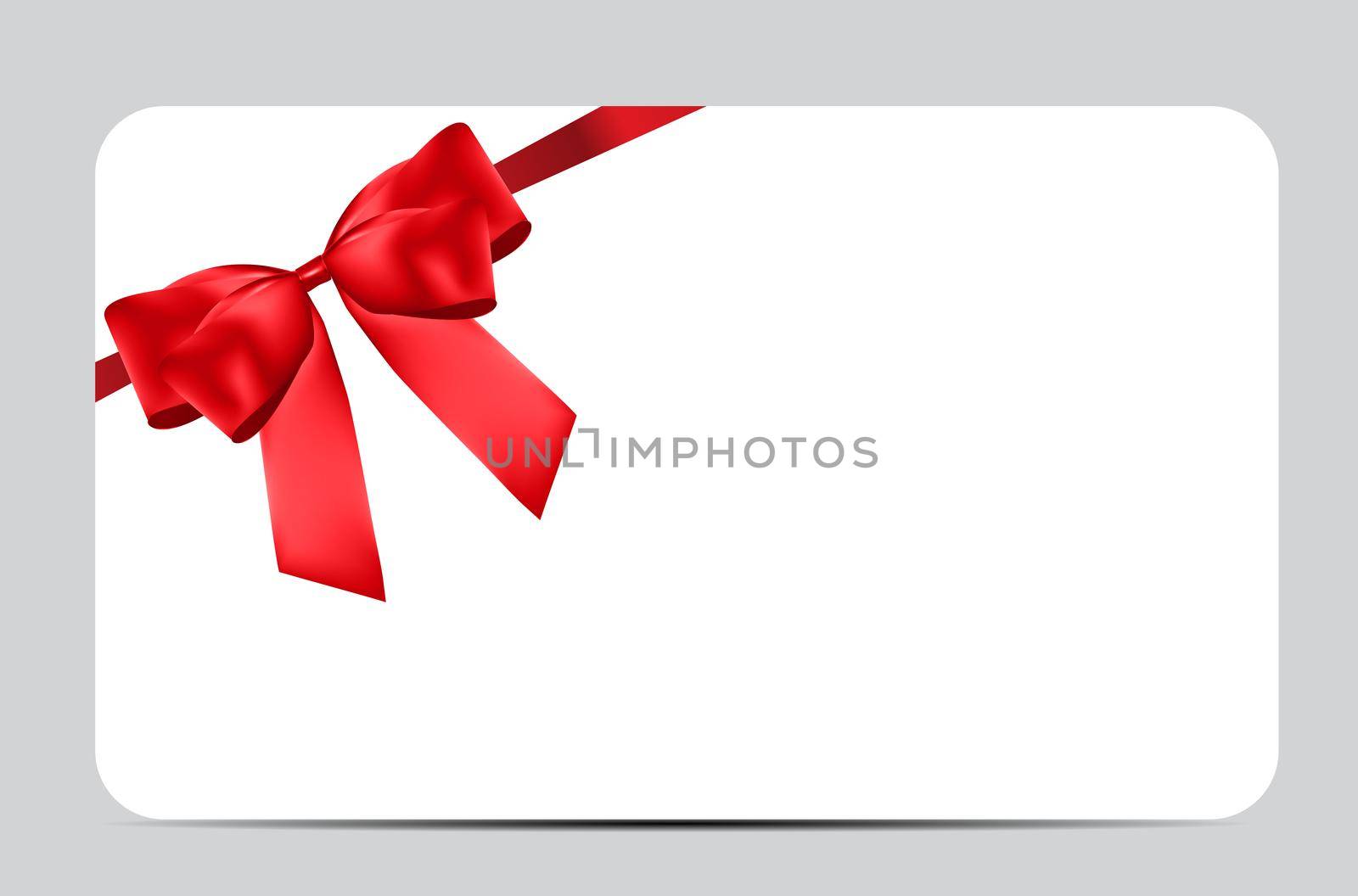 Blank Gift Card Template with Red Bow and Ribbon. Vector Illustration for Your Business EPS10