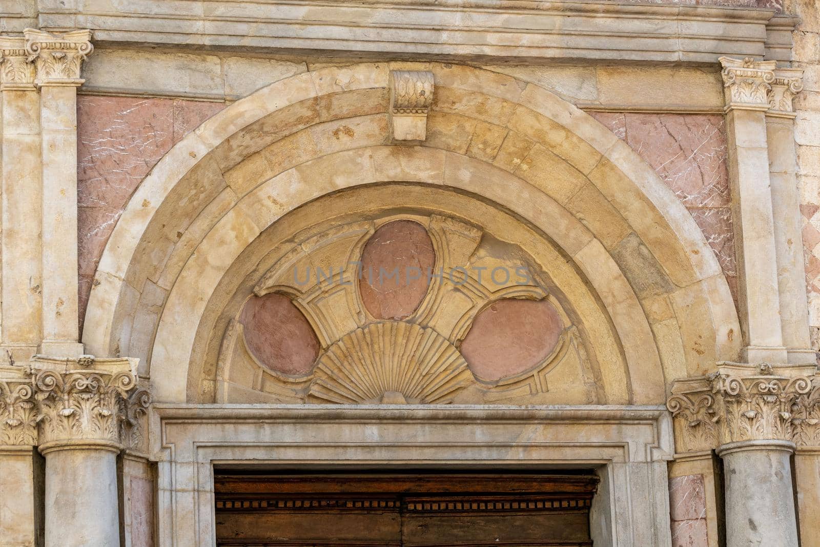 spello vault of a door of a church in the historic center architecture