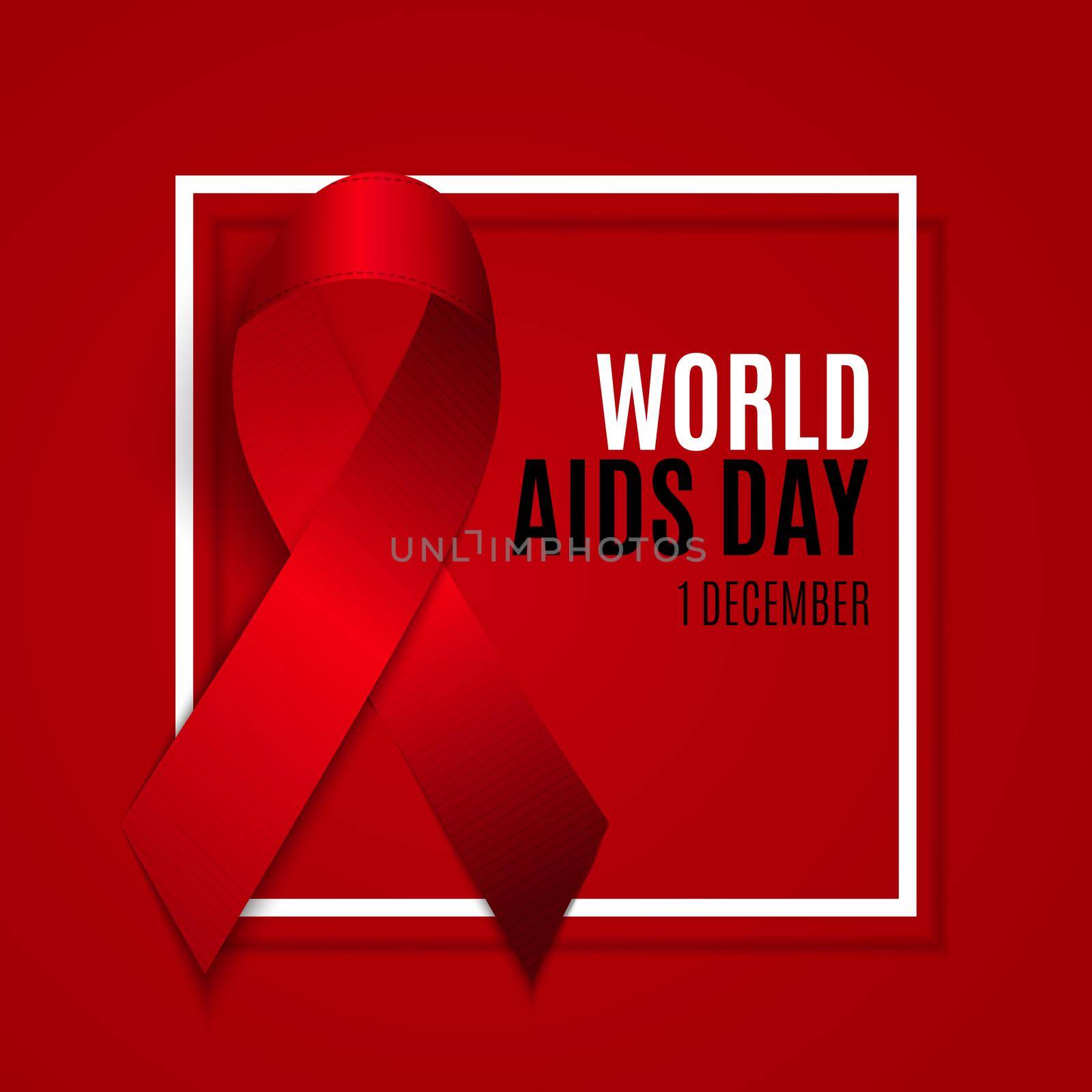 December 1 World AIDS Day Background. Red Ribbon Sign. Vector Illustration EPS10
