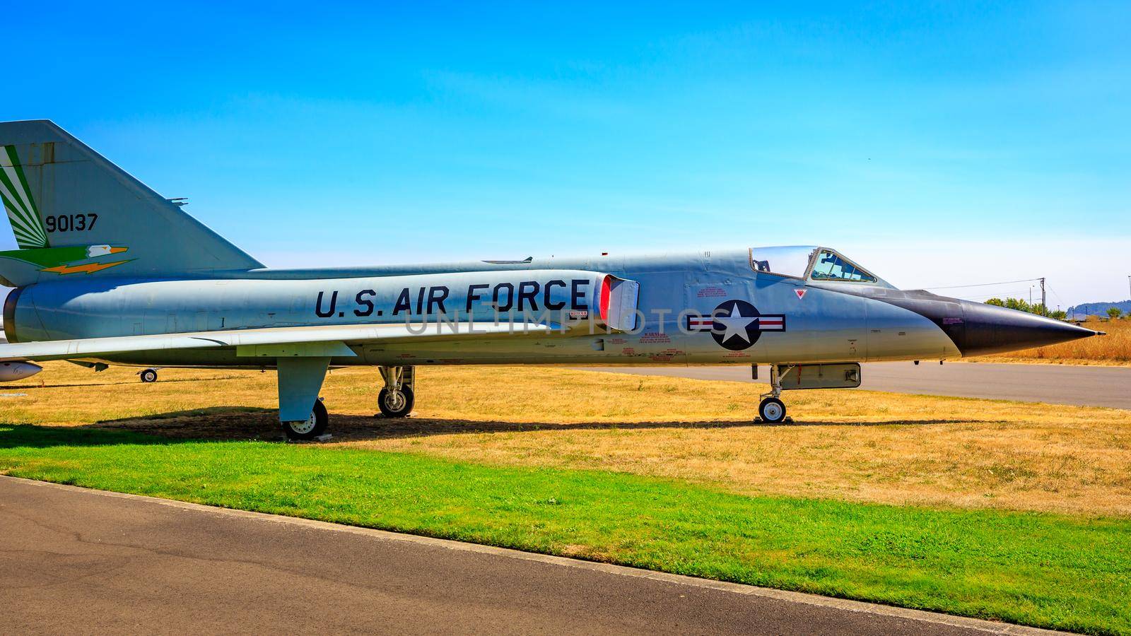 McMinnville, Oregon - August 21, 2017: US Air Force Convair F-106 Delta Dart on exhibition at Evergreen Aviation & Space Museum.