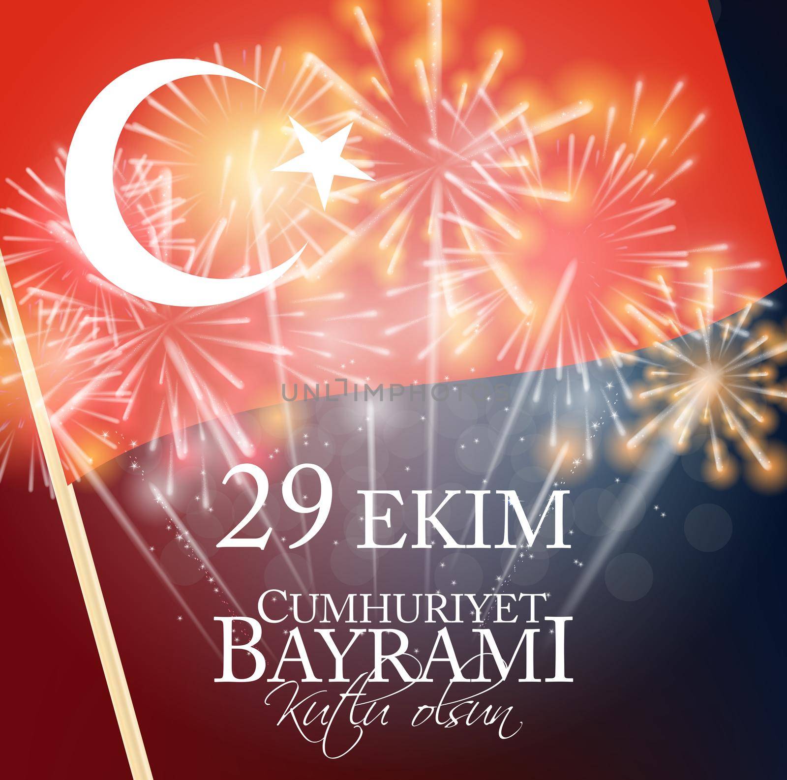 29 Ekim Cumhuriyet Bayrami kutlu olsun. Translation: 29 october Republic Day Turkey and the National Day in Turkey, Happy holiday. Vector Illustration EPS10