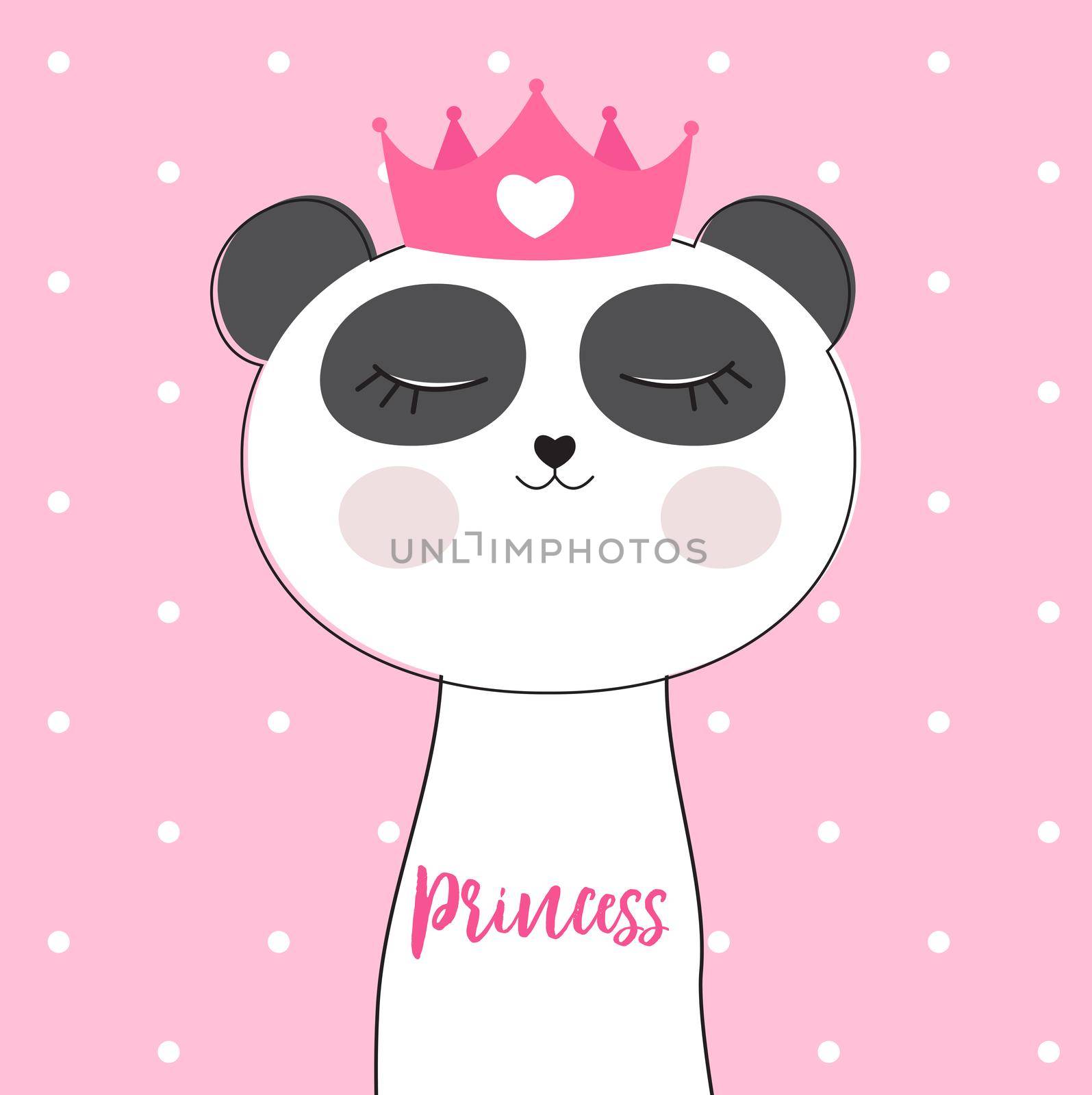 Little Cute Panda Princess Vector Illustration EPS10