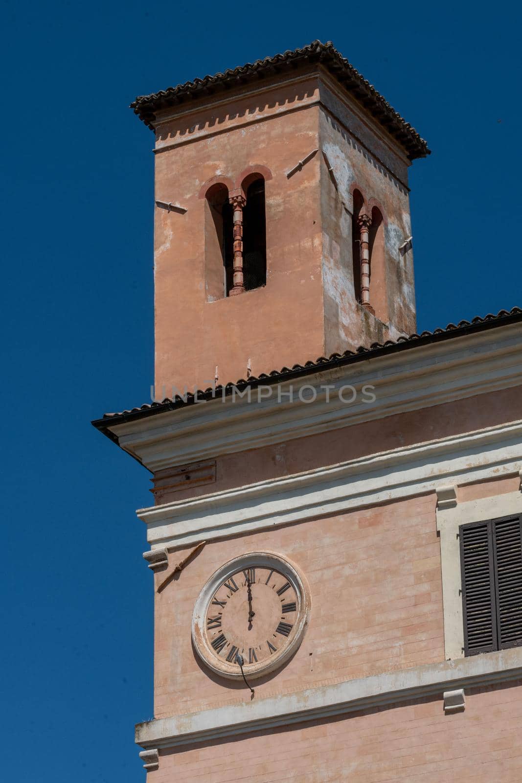 spello detail of the tower of the town hall by carfedeph