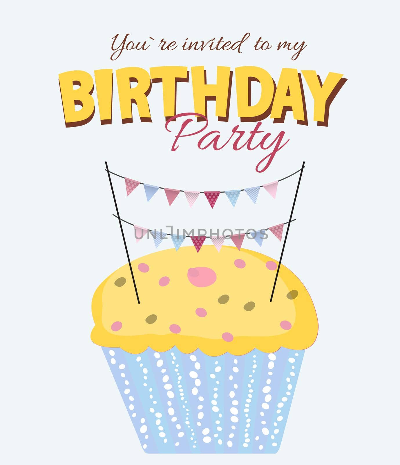 Happy Birthday Card Baner Background with Cake. Vector Illustration by yganko