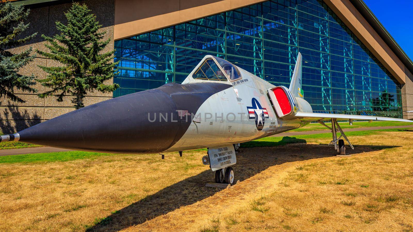 McMinnville, Oregon - August 21, 2017: US Air Force Convair F-106 Delta Dart on exhibition at Evergreen Aviation & Space Museum.