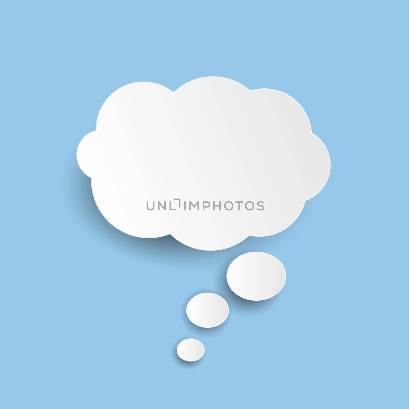 Abstract white cloud icon isolated on blue background. Vector illustration by yganko