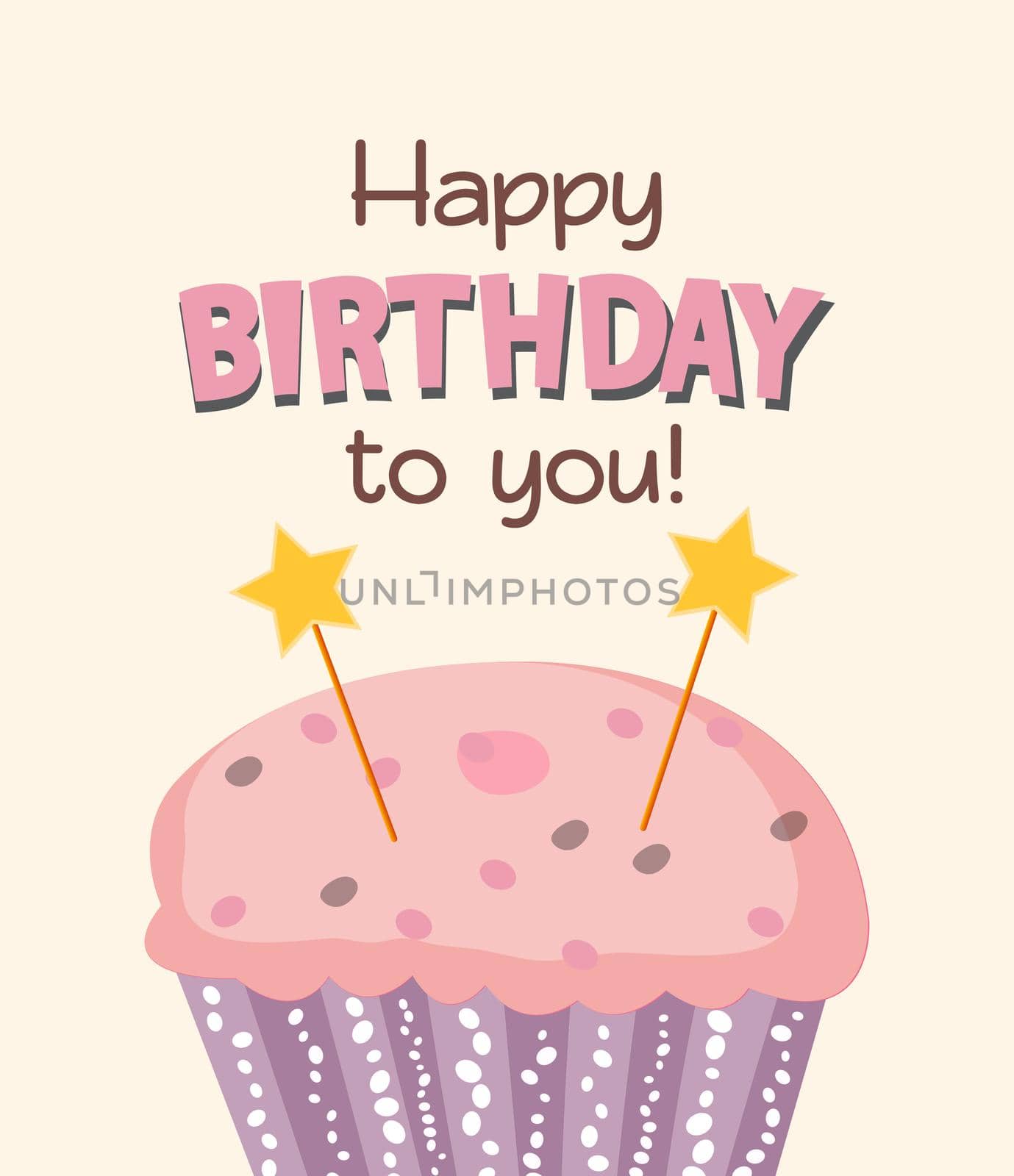 Happy Birthday Card Baner Background with Cake. Vector Illustration by yganko