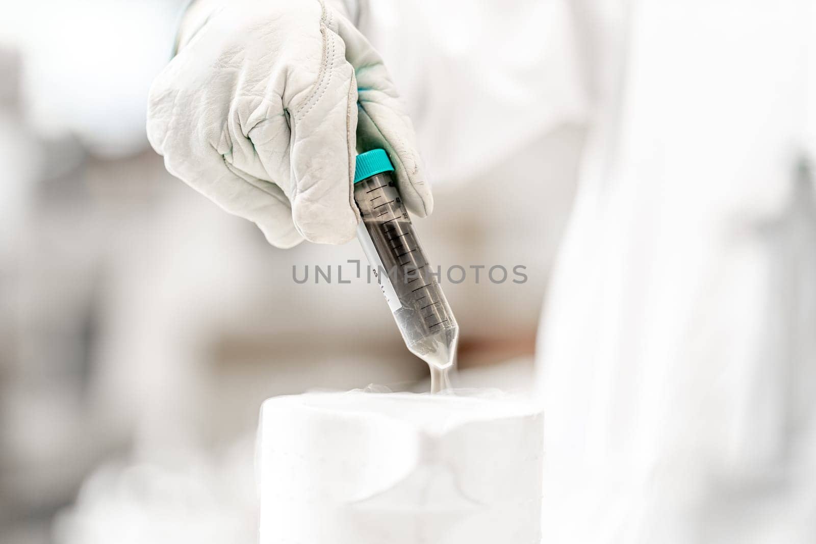 research with liquid nitrogen in a scientific laboratory. chemical reaction by mixing liquids.