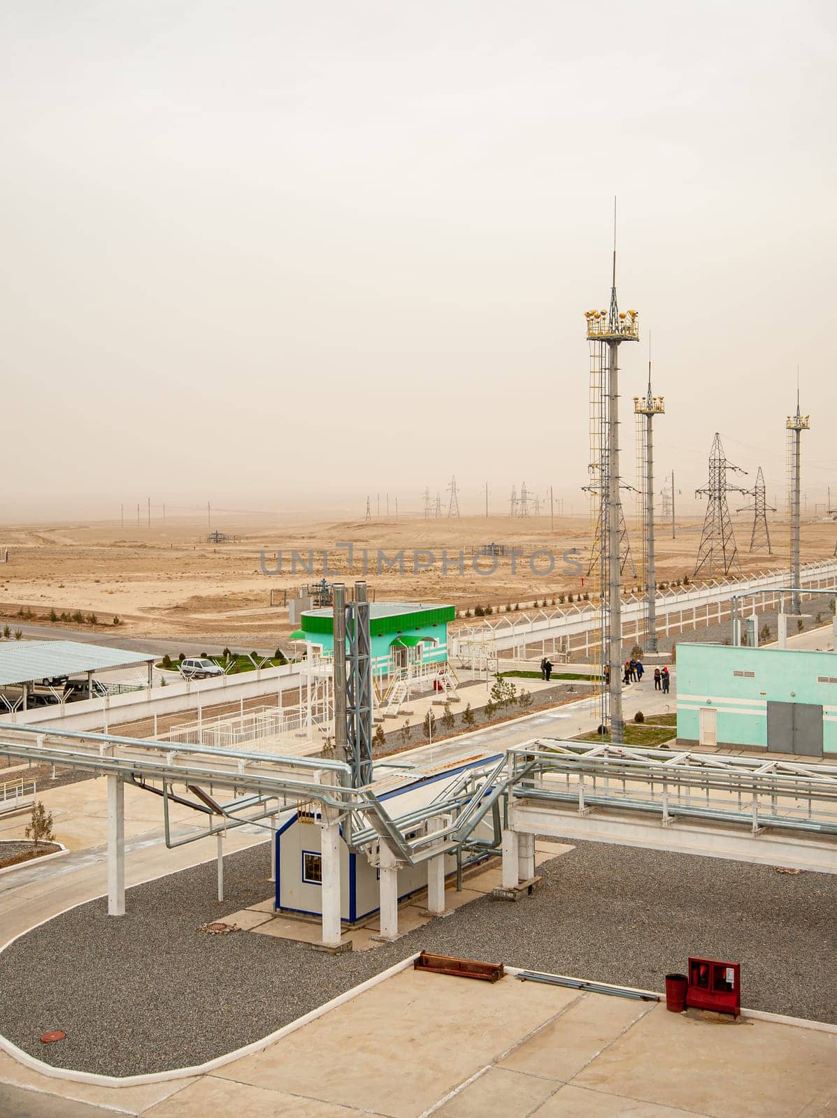 An oil and gas engineering and industrial construction. Panorama of the factory