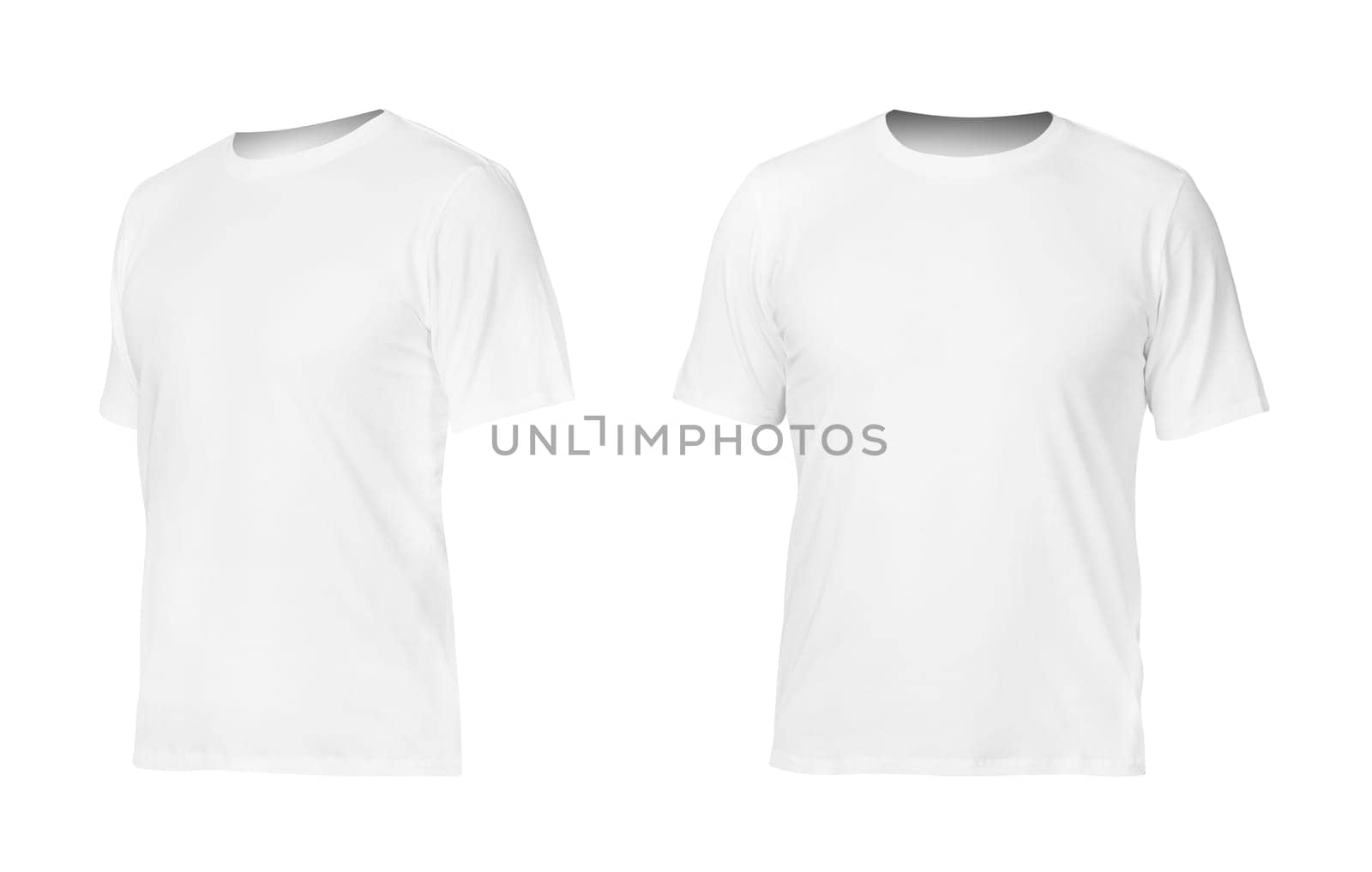 Three white T-shirts isolated on white