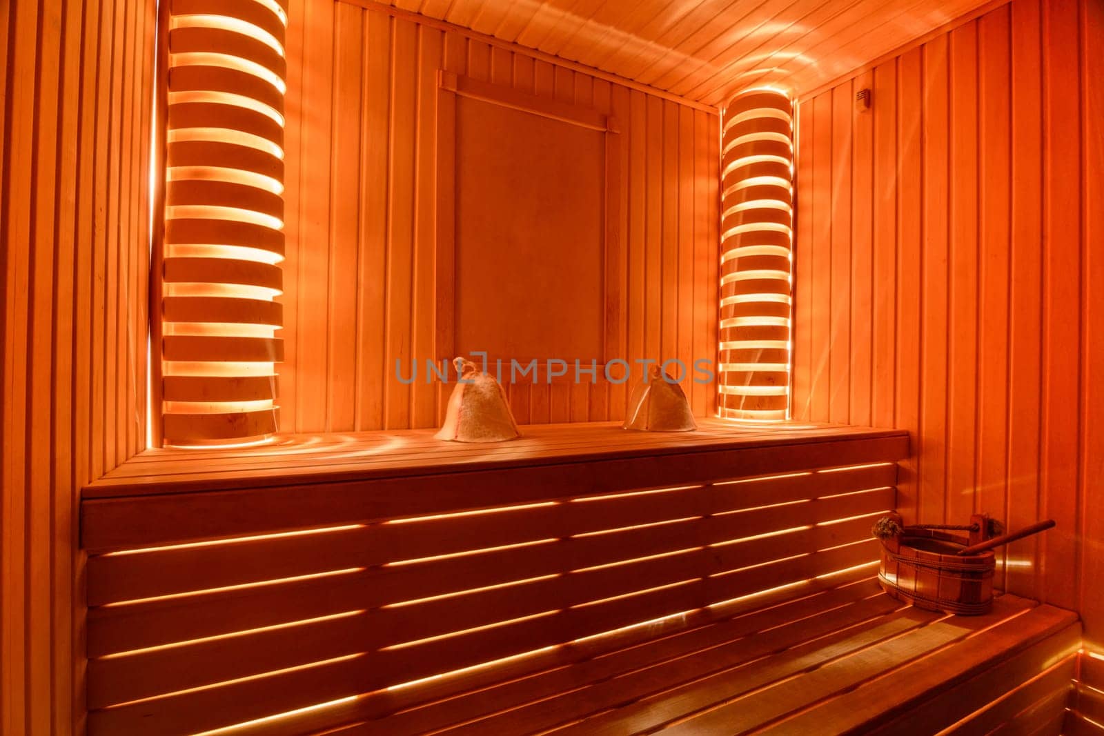 The sauna room in the wellness complex