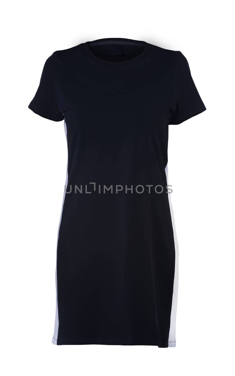 A black straight short-sleeved female dress isolated on white by A_Karim