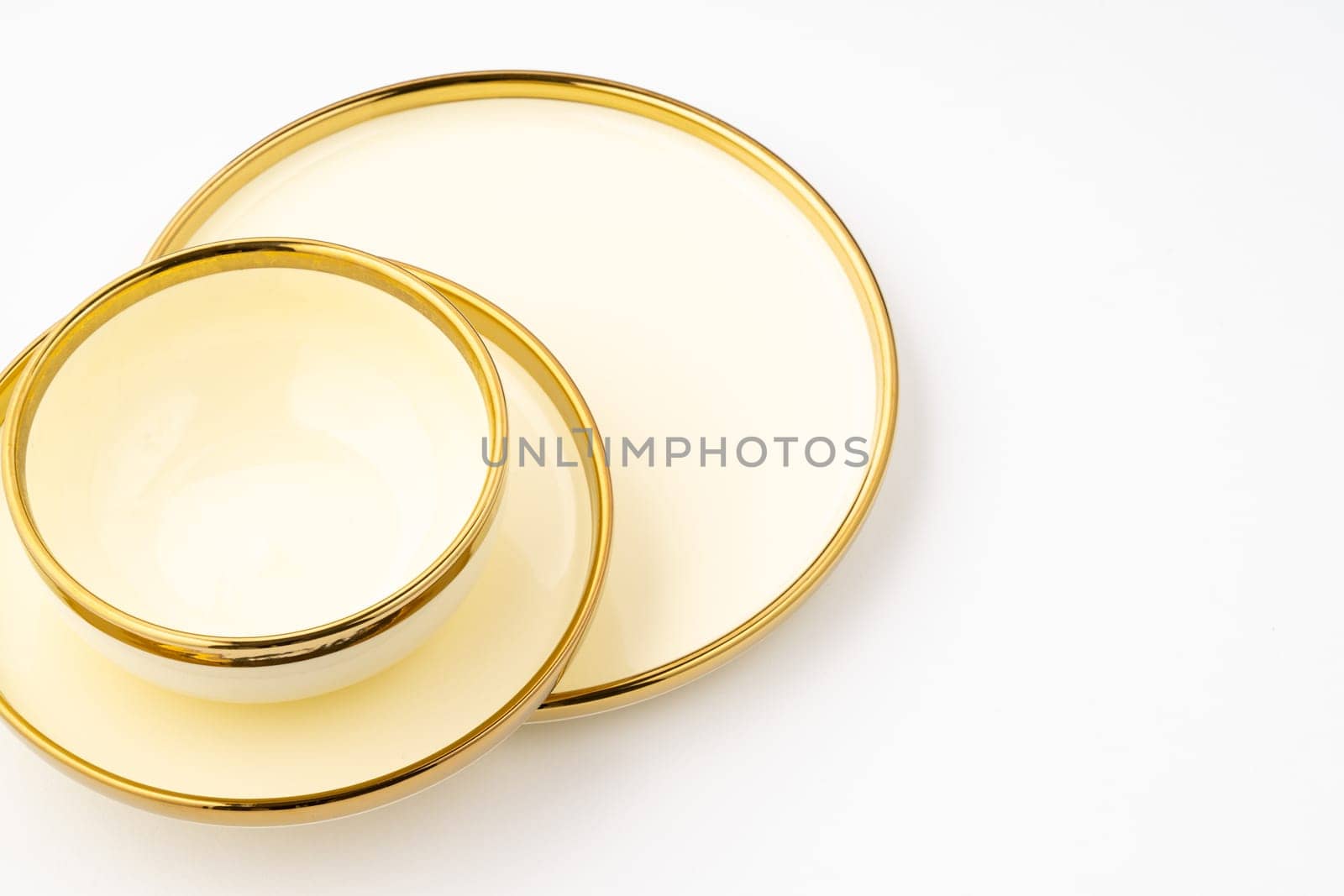 A golden luxury ceramic kitchen utensils on a white background by A_Karim
