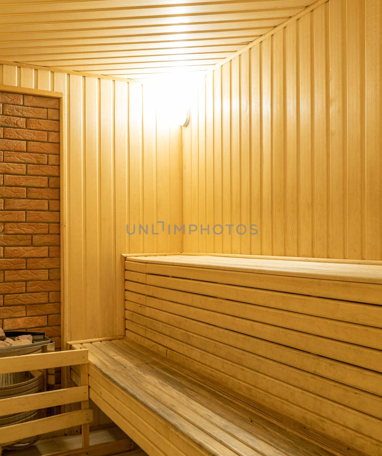 A vertical shot of a sauna in the sports complex