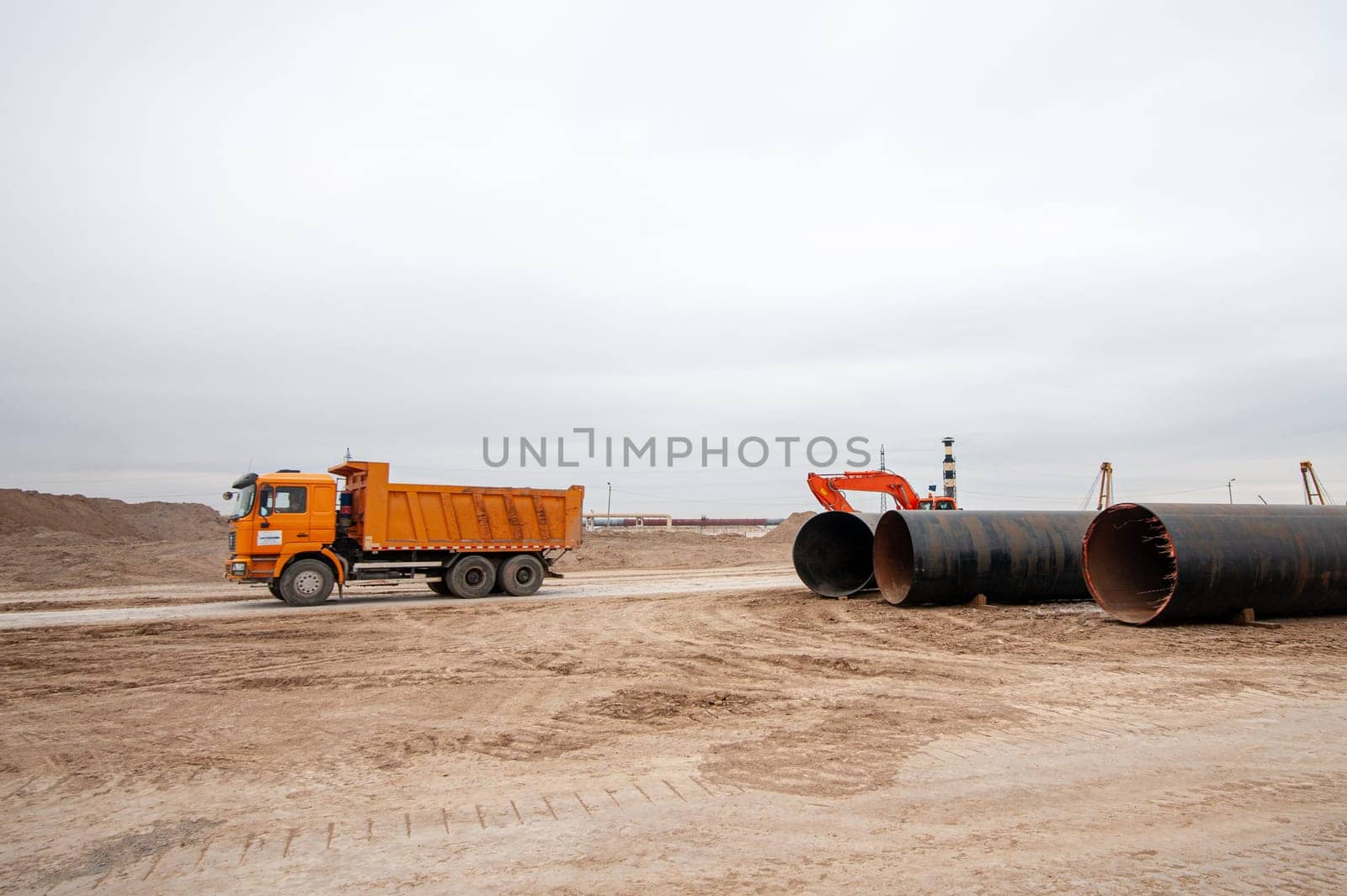 The large pipes at construction site