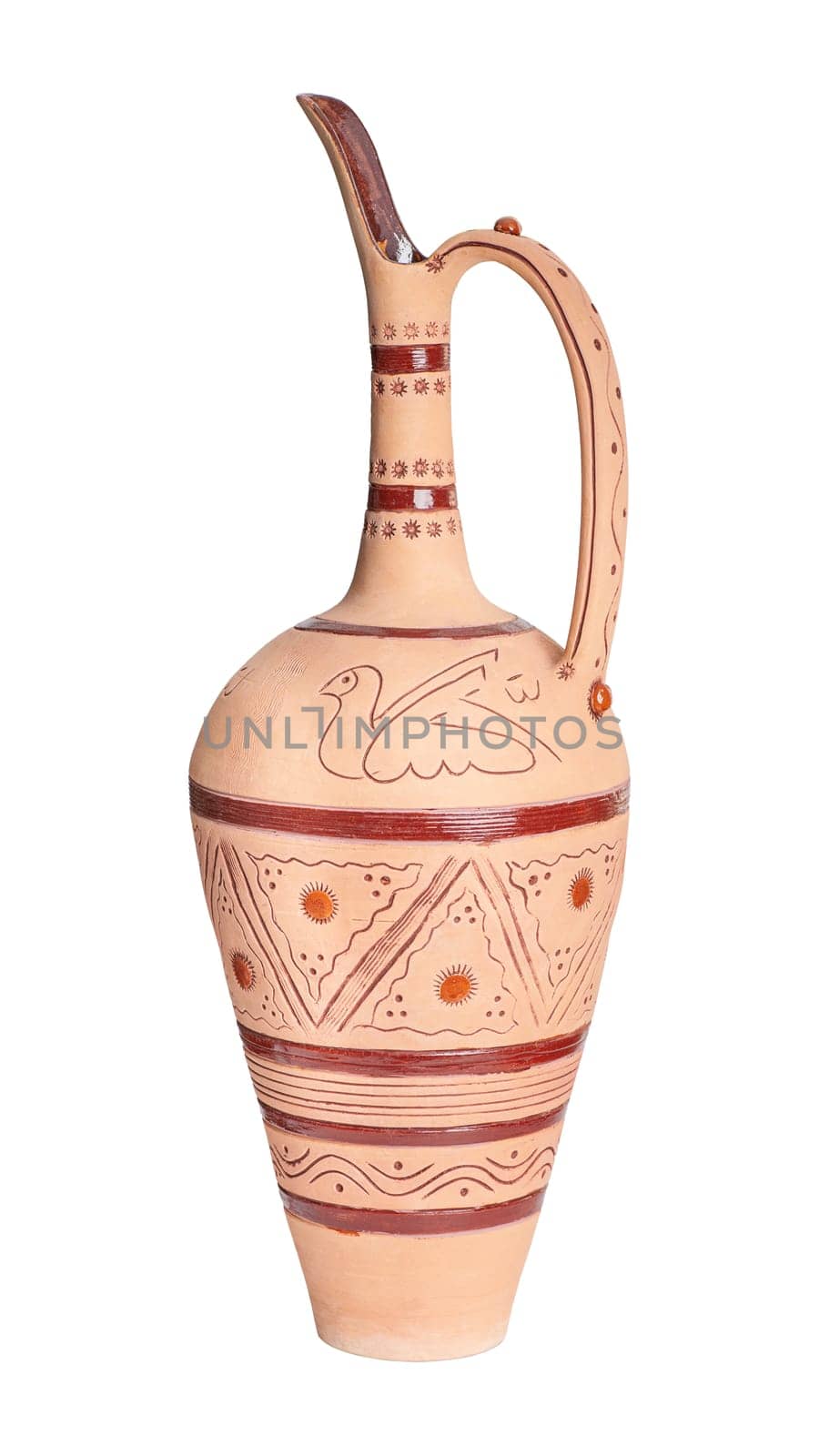 A vintage decorated ceramic jug isolated on a white background by A_Karim