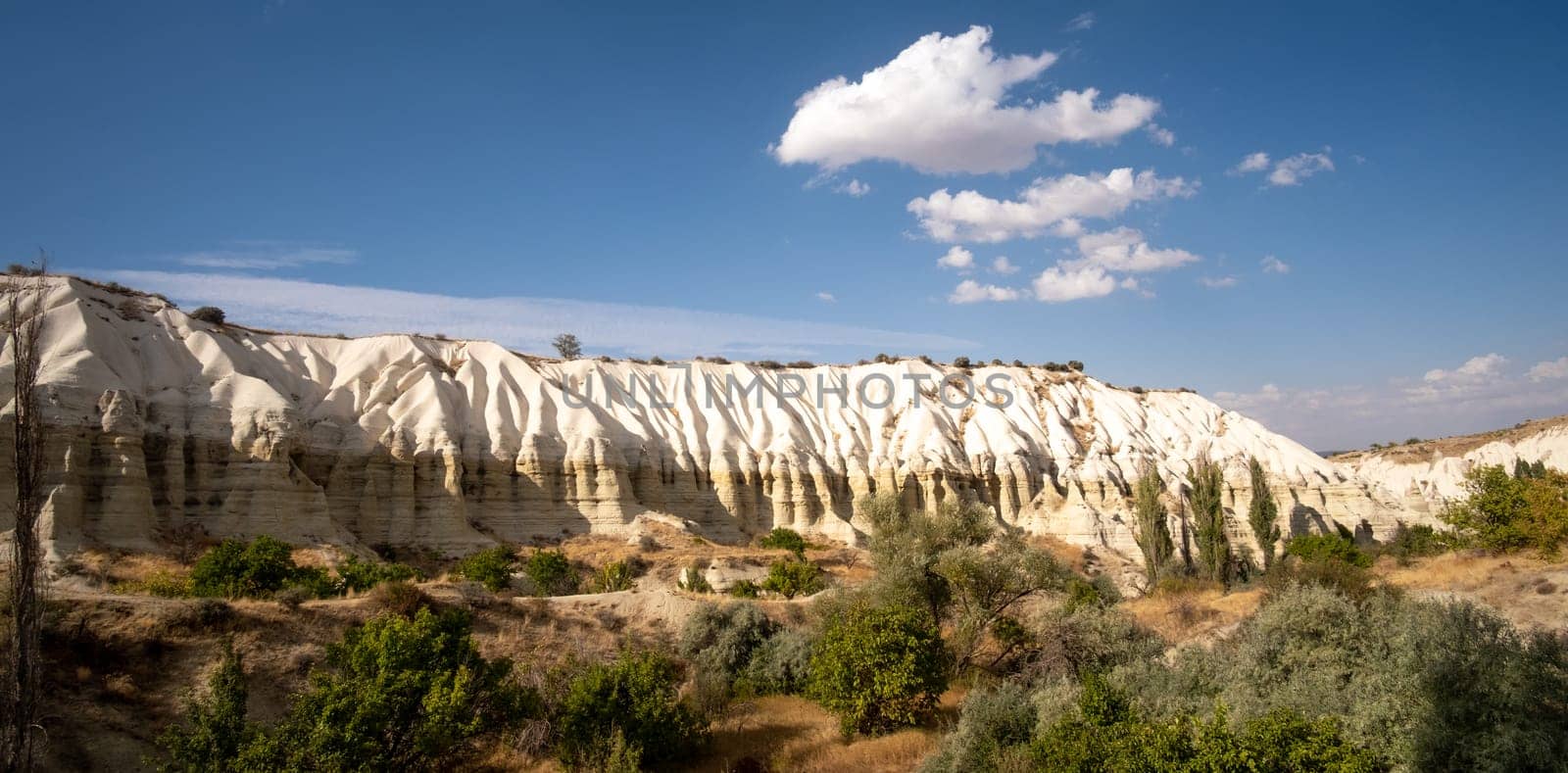 Panoramic view of canyon in Cappadocia, Turkey