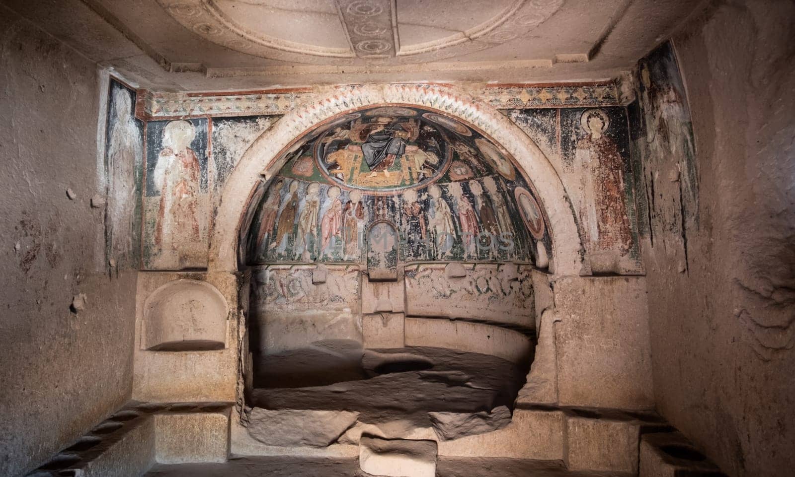 Cave church with holy paintings in Cappadocia, Turkey