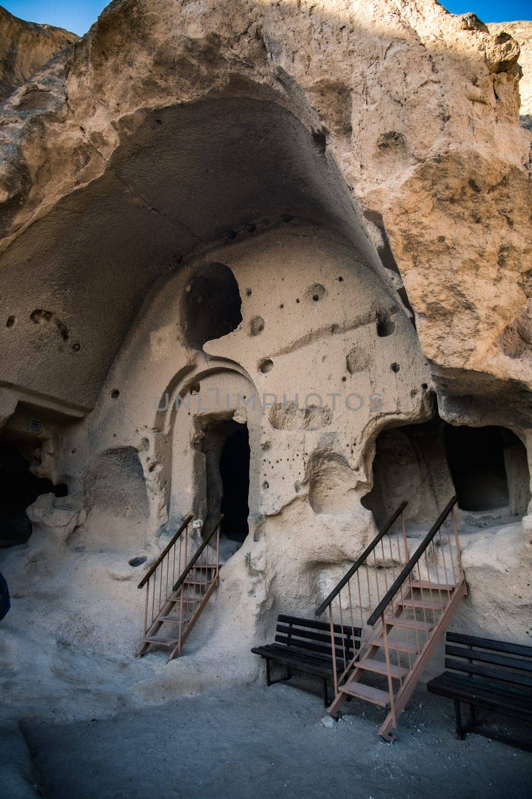 Touristic enter to astonishing Selime Monastery in Cappadocia, Turkey