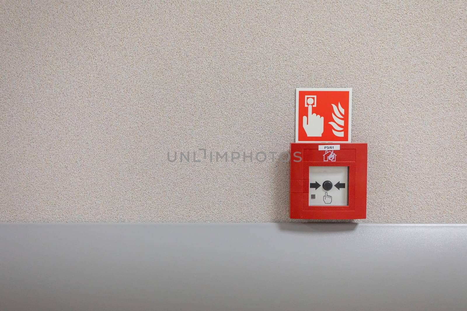 Emergency button in red box to use in case of fire. by fotodrobik