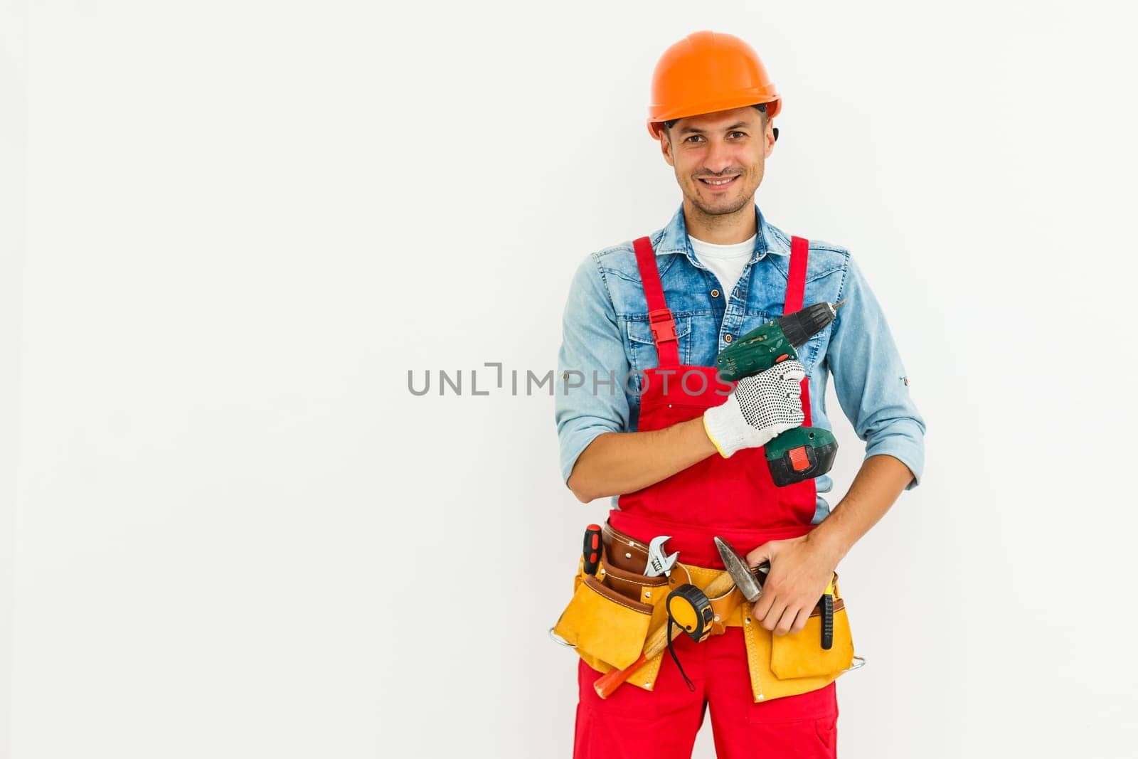 construction workers on a white background by Andelov13