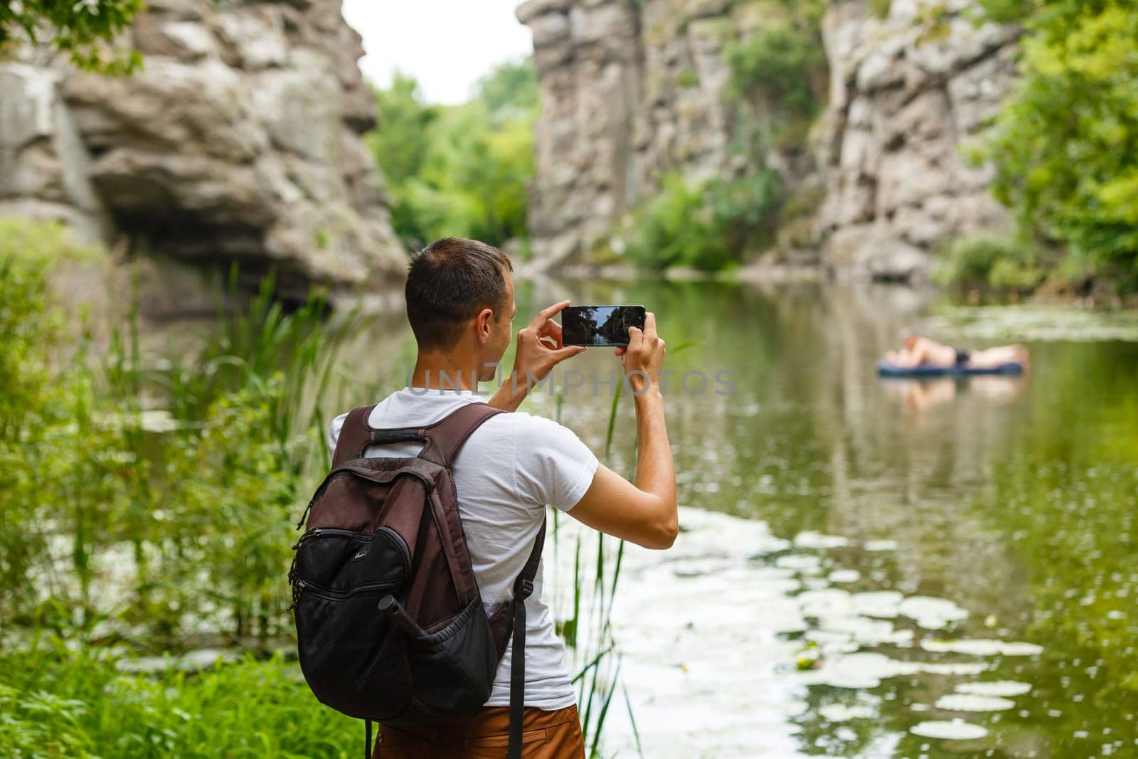 male tourist in the canyon.