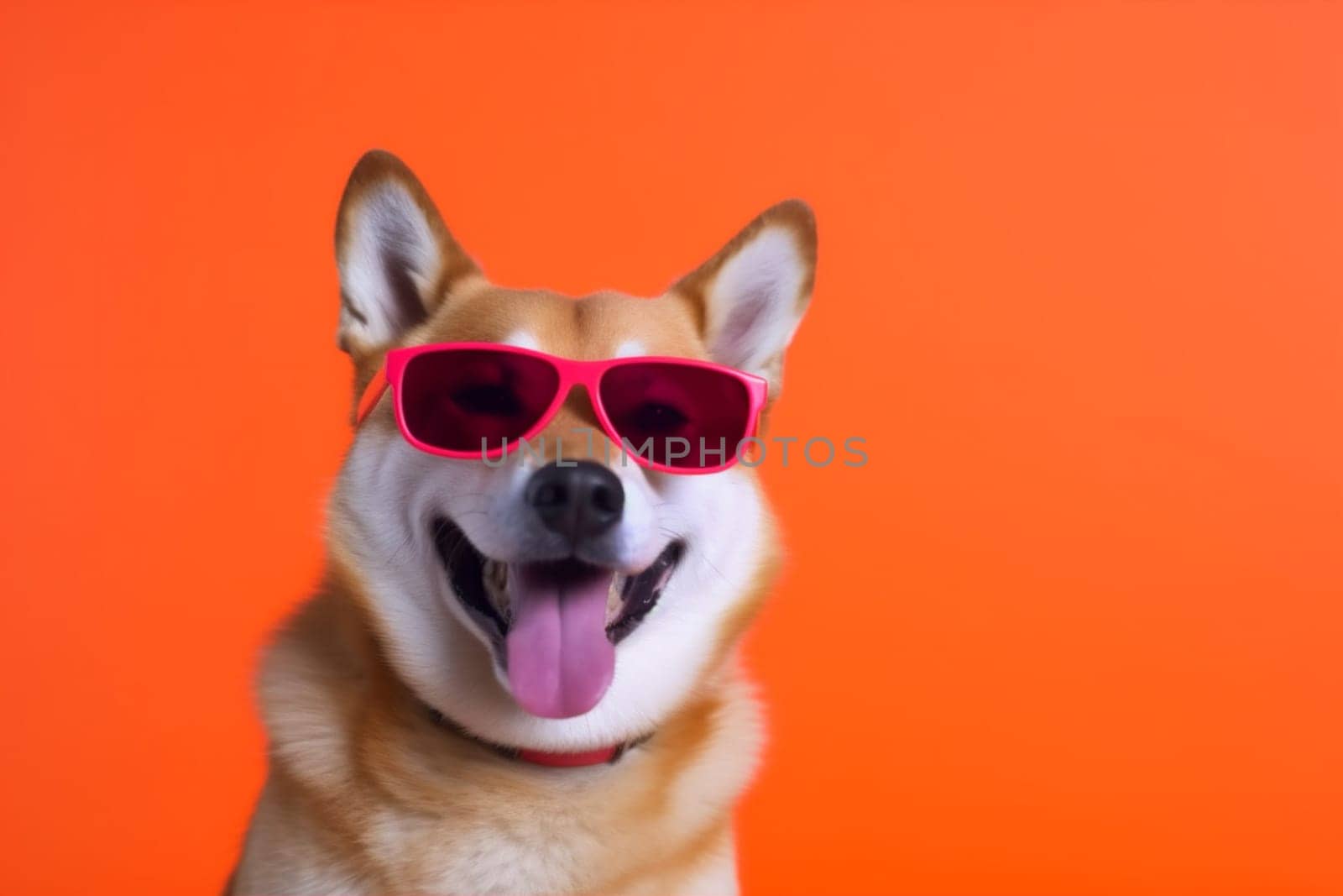 dog cute background student funny brown summer portrait yellow pet canine trendy isolated small smile sunglasses adorable pink fun fashion animal. Generative AI.