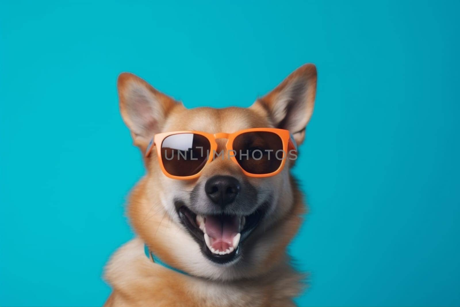 dog cute isolated funny smile sunglasses animal pet background portrait purebred. Generative AI. by SHOTPRIME
