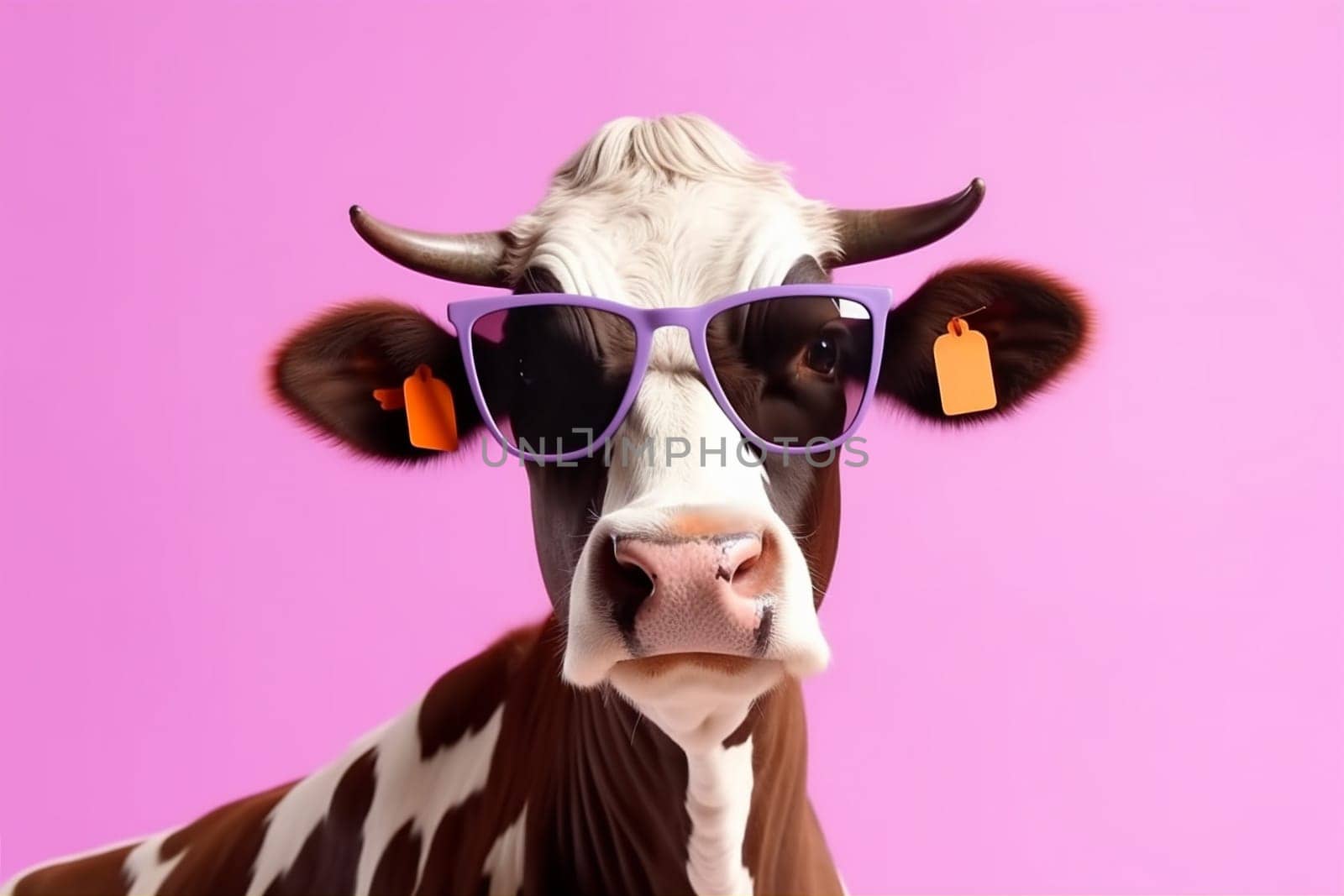 sunglasses animal cow colourful character head portrait face cute funny. Generative AI. by SHOTPRIME