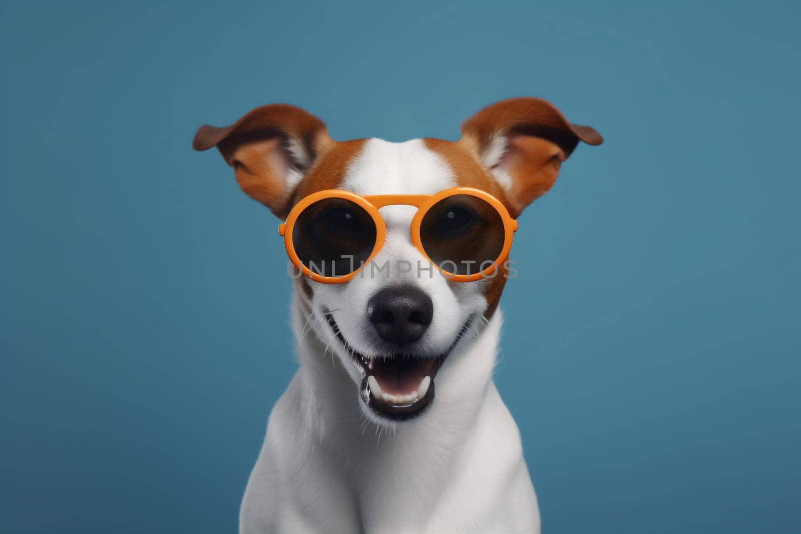 adorable dog animal brown copy sunglasses canine portrait studio pet beautiful breed smile background yellow cute space pink happy red isolated funny. Generative AI.