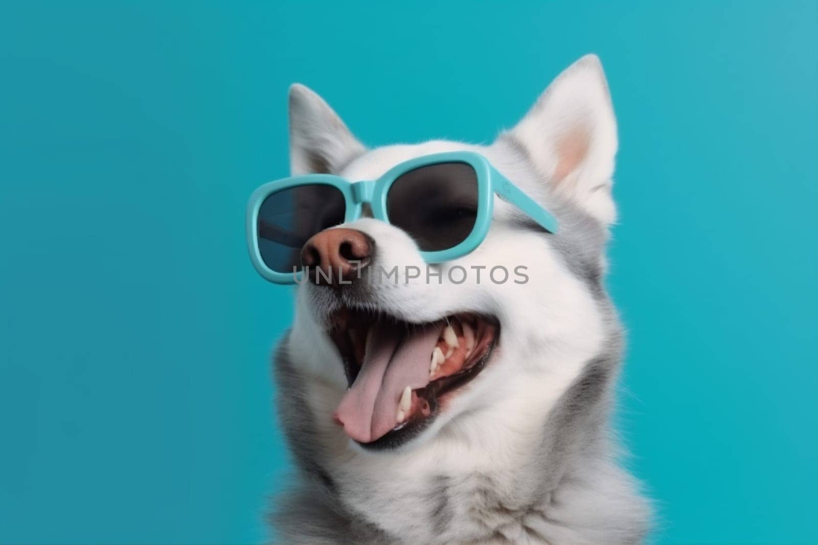 dog funny glasses pet portrait sunglasses animal background smile cute isolated. Generative AI. by SHOTPRIME