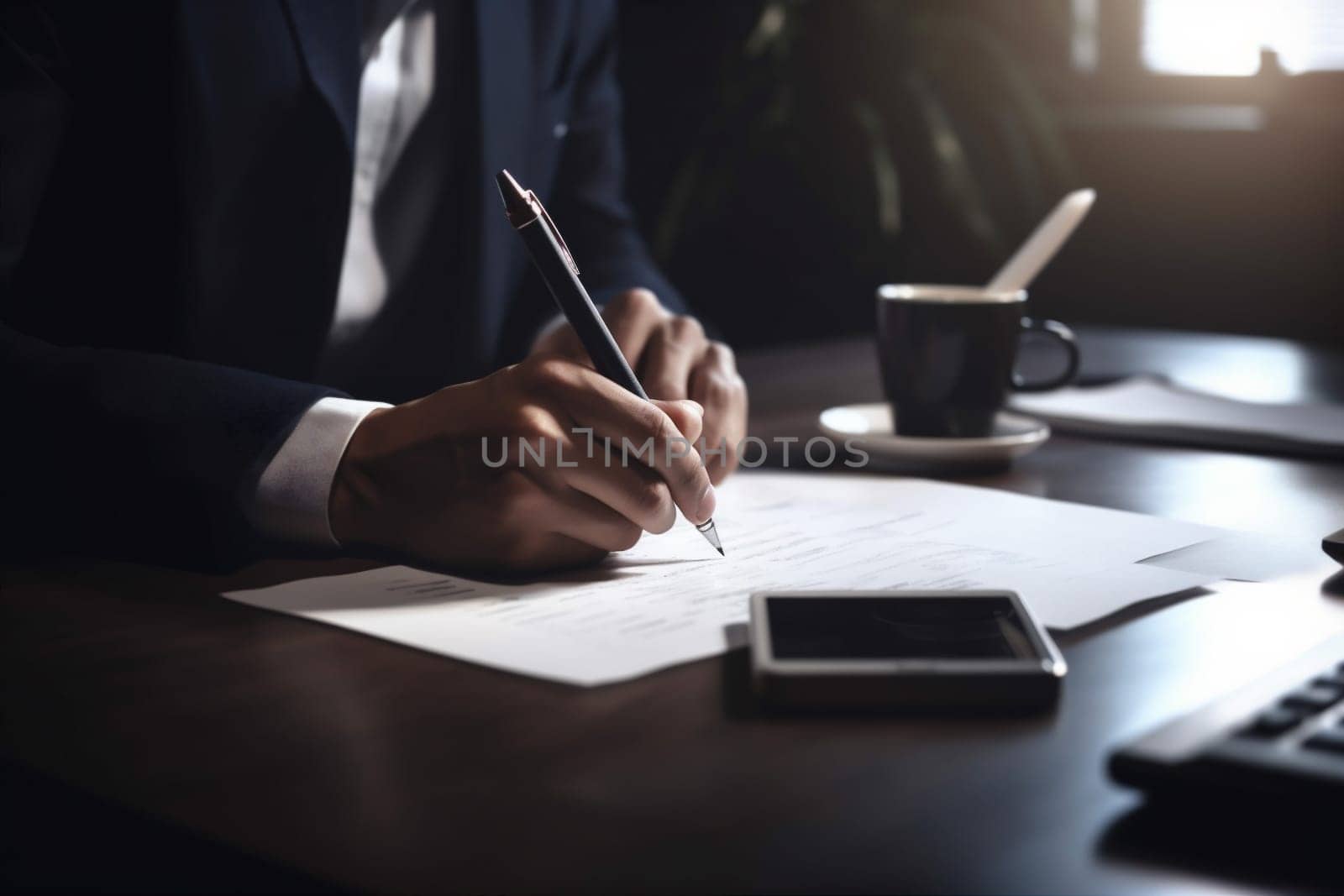 office man document businessman finance lawyer signature contract group business hand. Generative AI. by SHOTPRIME