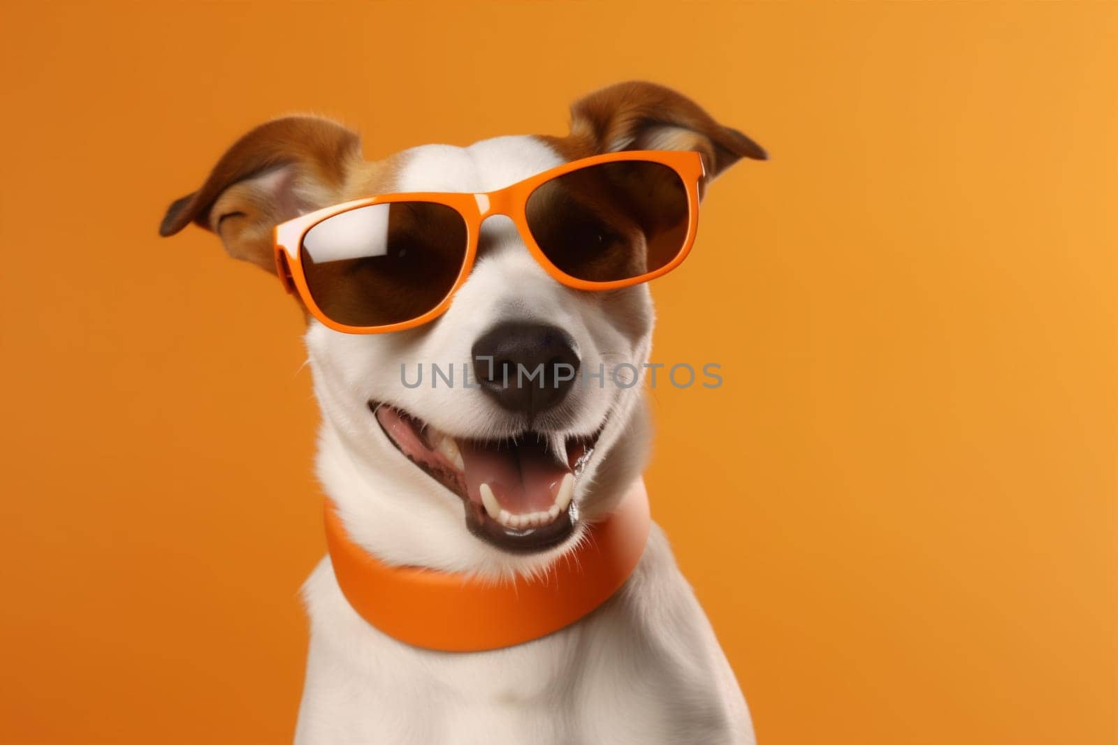 young dog birthday isolated fashion funny background small brown cute trendy portrait animal happy smile indoor friend party breed student pet sunglasses. Generative AI.
