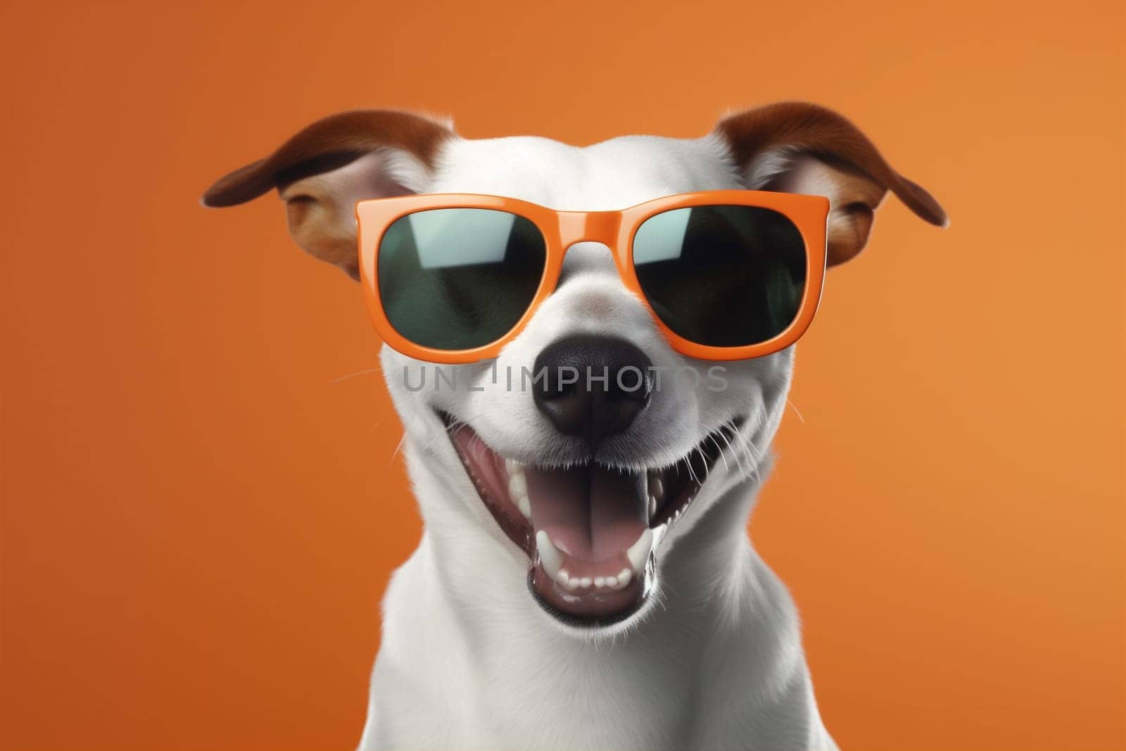 smile dog funny cute portrait copy space pet sunglasses background animal isolated. Generative AI. by SHOTPRIME