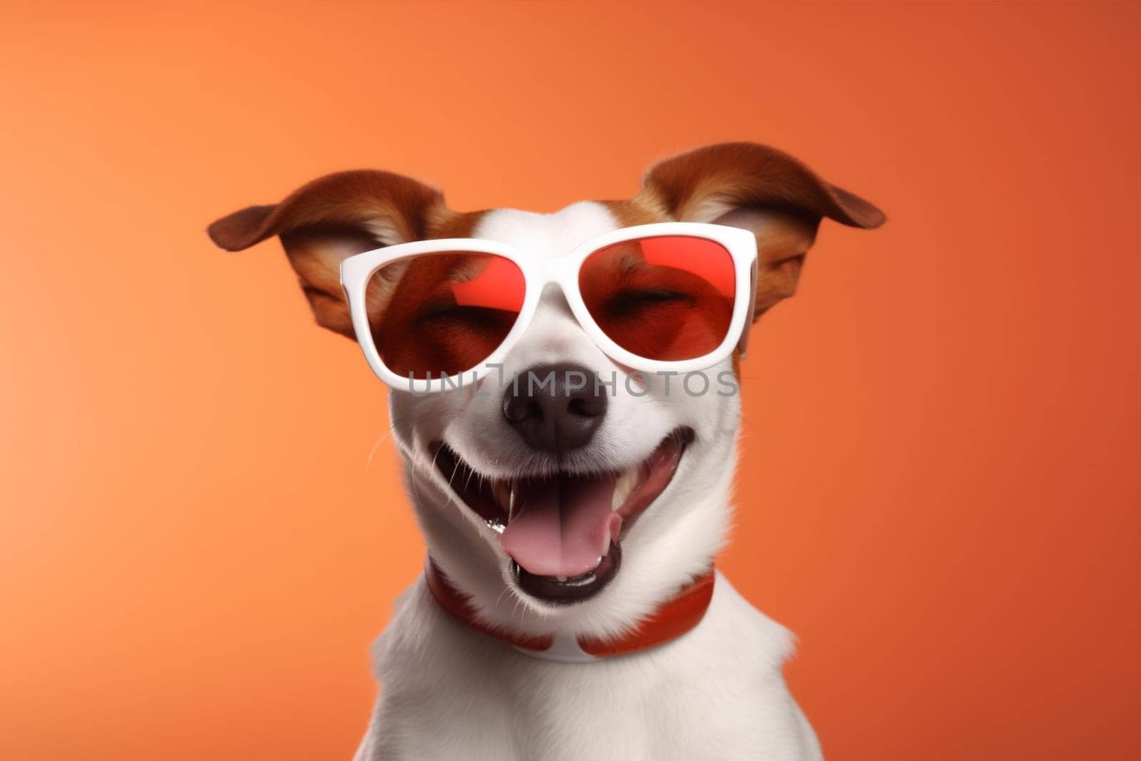 birthday dog funny smile sunglasses party isolated pet background portrait cute animal. Generative AI. by SHOTPRIME