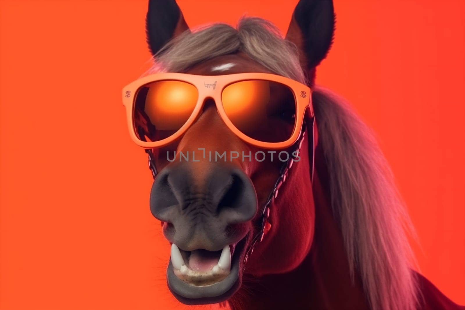 smile animal goggles cartoon horse background fun colourful sunglasses portrait funny. Generative AI. by SHOTPRIME