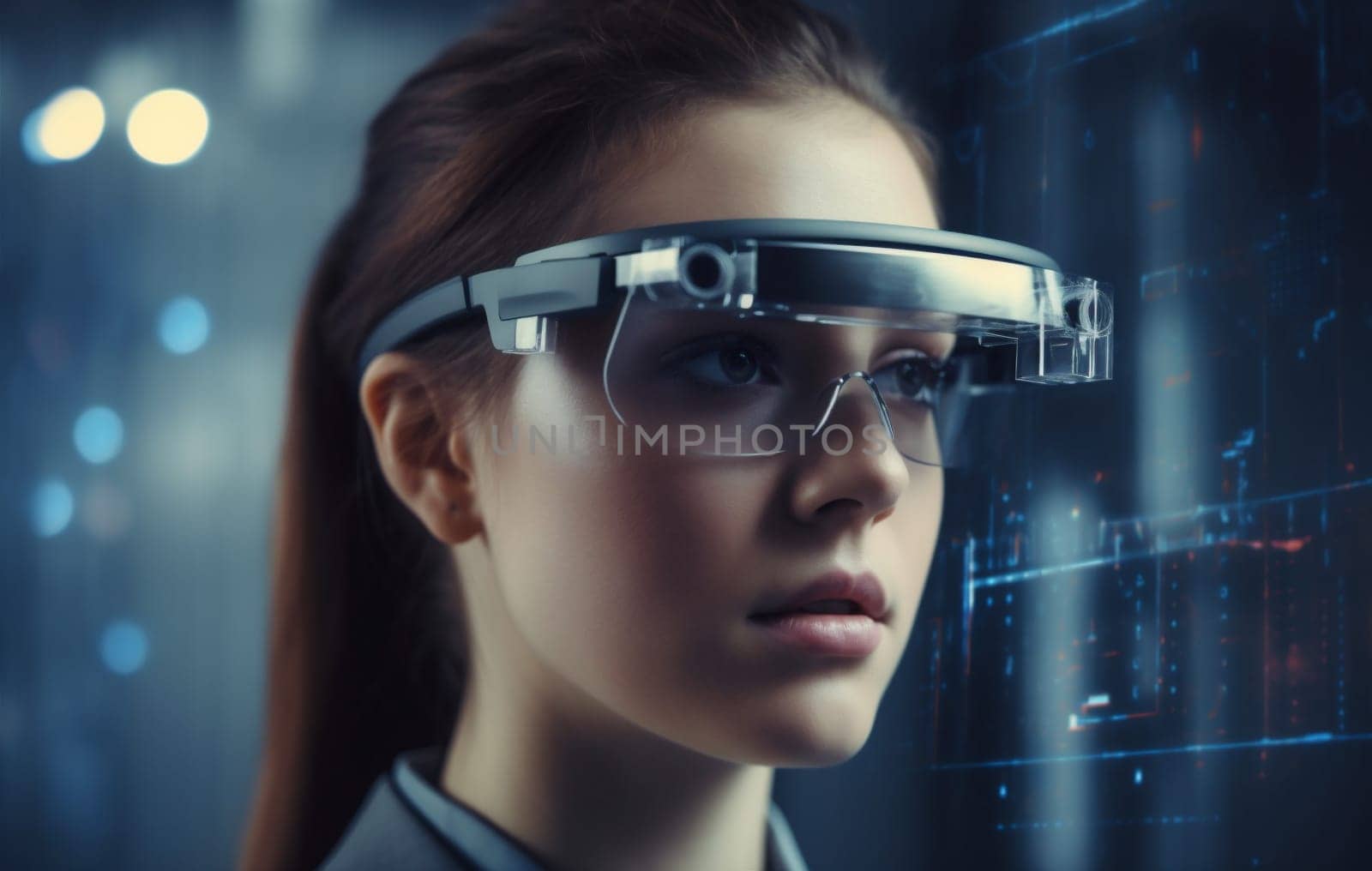 woman glasses innovation online technology futuristic digital 3d virtual graphic business. Generative AI. by SHOTPRIME